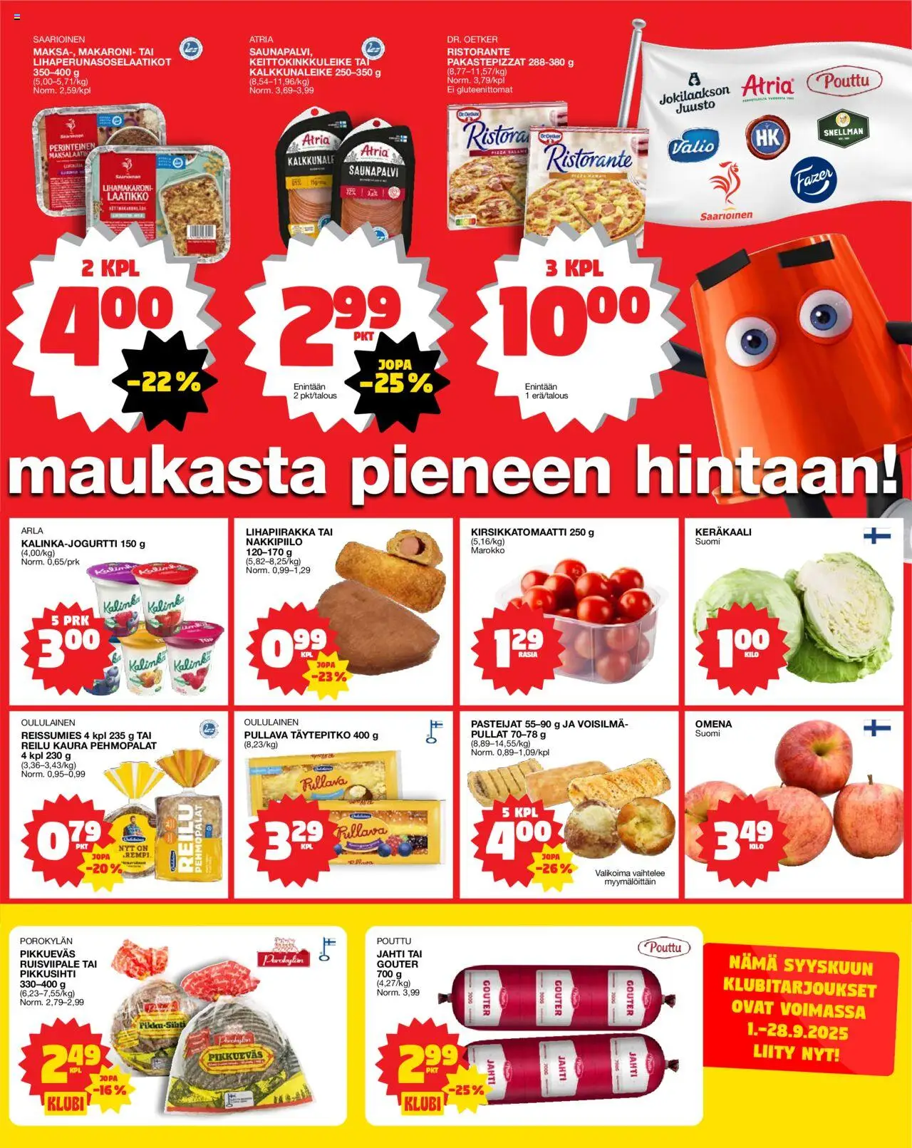 Tokmanni Ruokatarjoukset – voimassa 18.09.2025 alkaen | Sivu: 3 | Tuotteet: Kaura, Kirsikkatomaatti, Juusto, Pizza