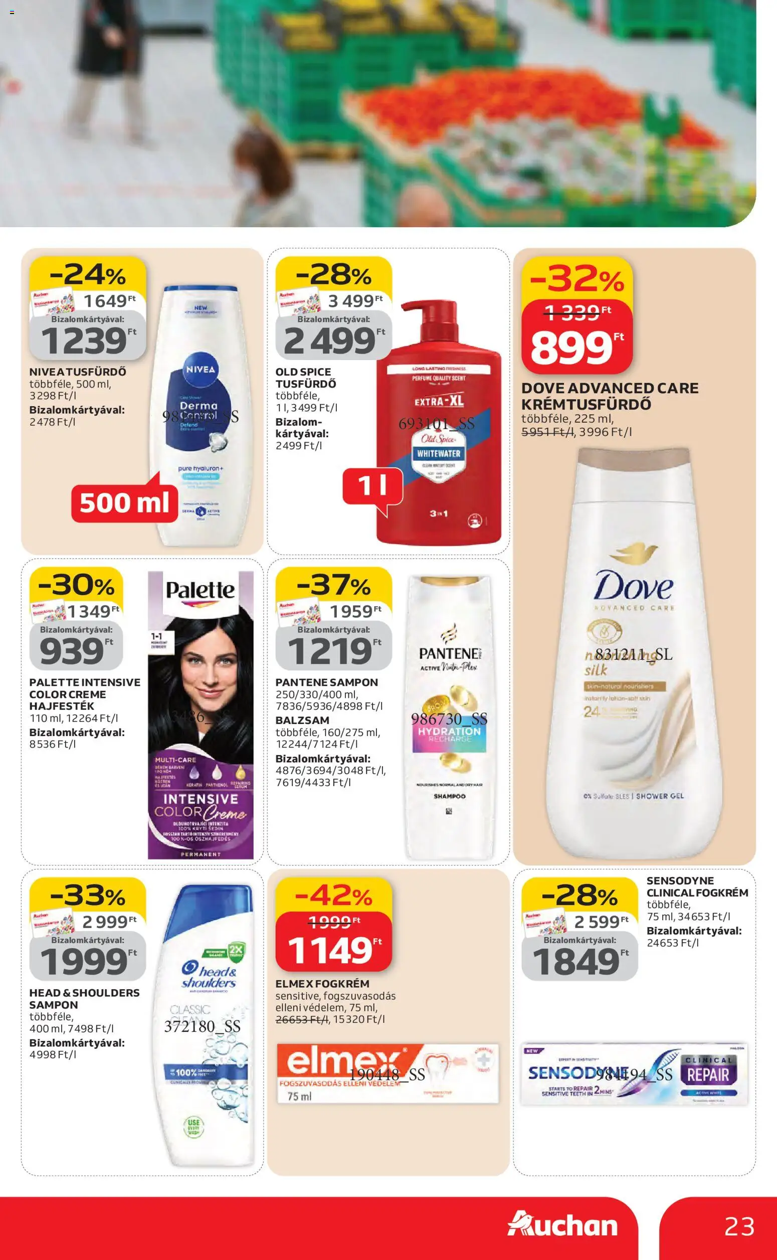 Auchan akciós ujság - amely érvényes a következő dátumtól: 05.02.2026 | Oldal: 23 | Termékek: Old spice, Hajfesték, Sampon, Fogkrém