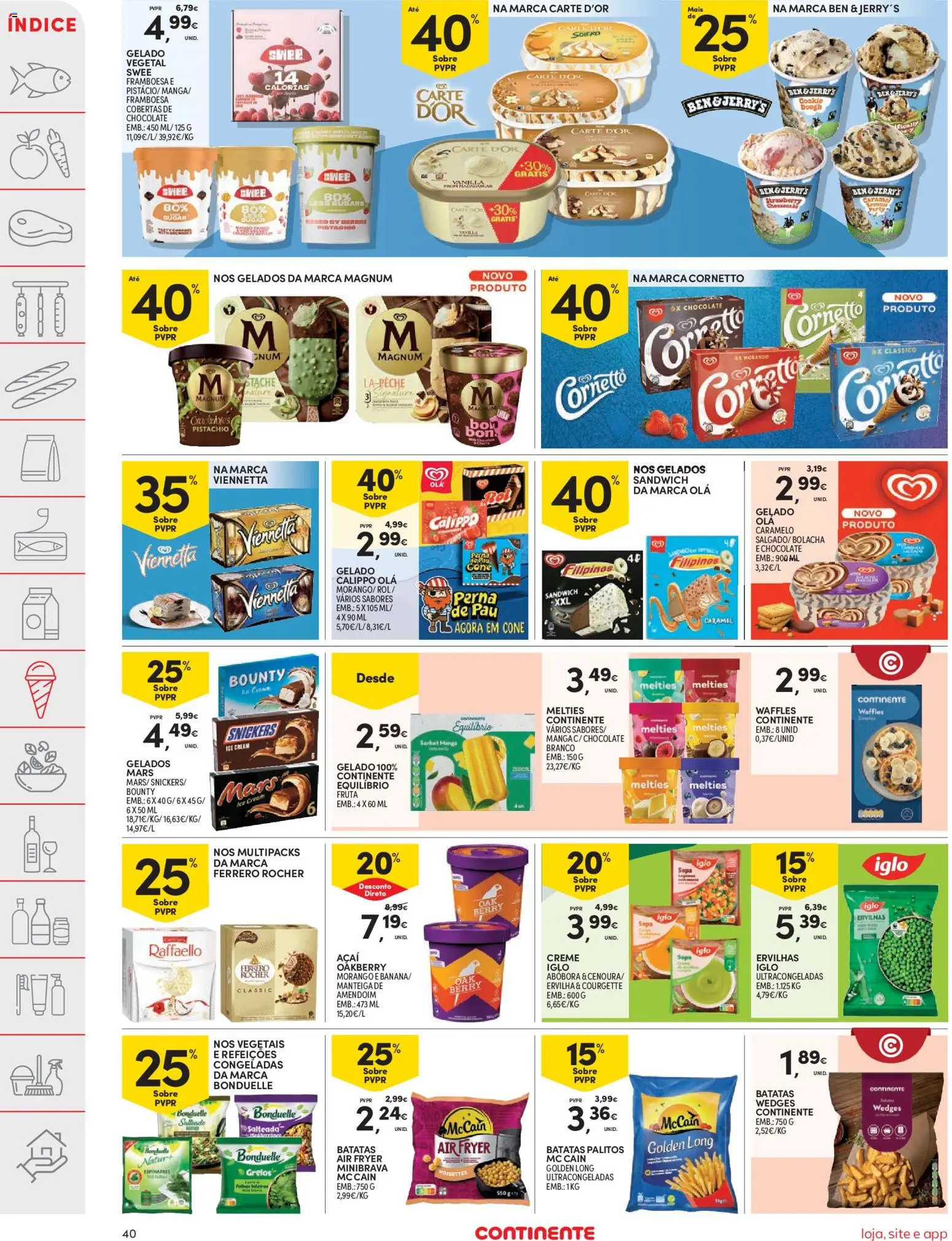 Continente folheto │ válido de 31.03.2026 | Página: 40 | Produtos: Manteiga de amendoim, Ferrero rocher, Gelado, Creme