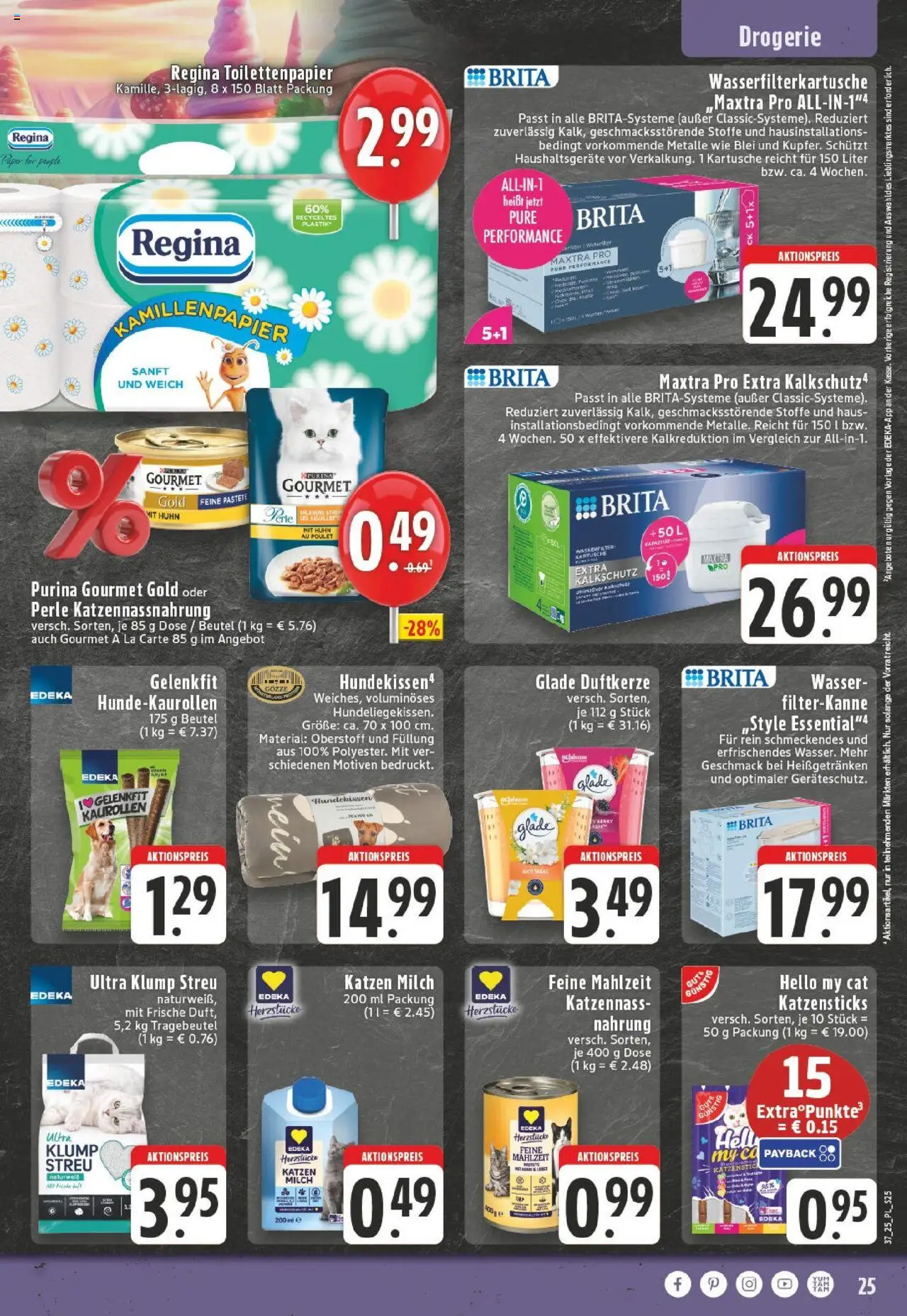 Edeka prospekt Xanten	 – gültig ab 07.09.2025 | Seite: 25 | Produkte: Milch, Wasser, Purina gourmet gold, Toilettenpapier