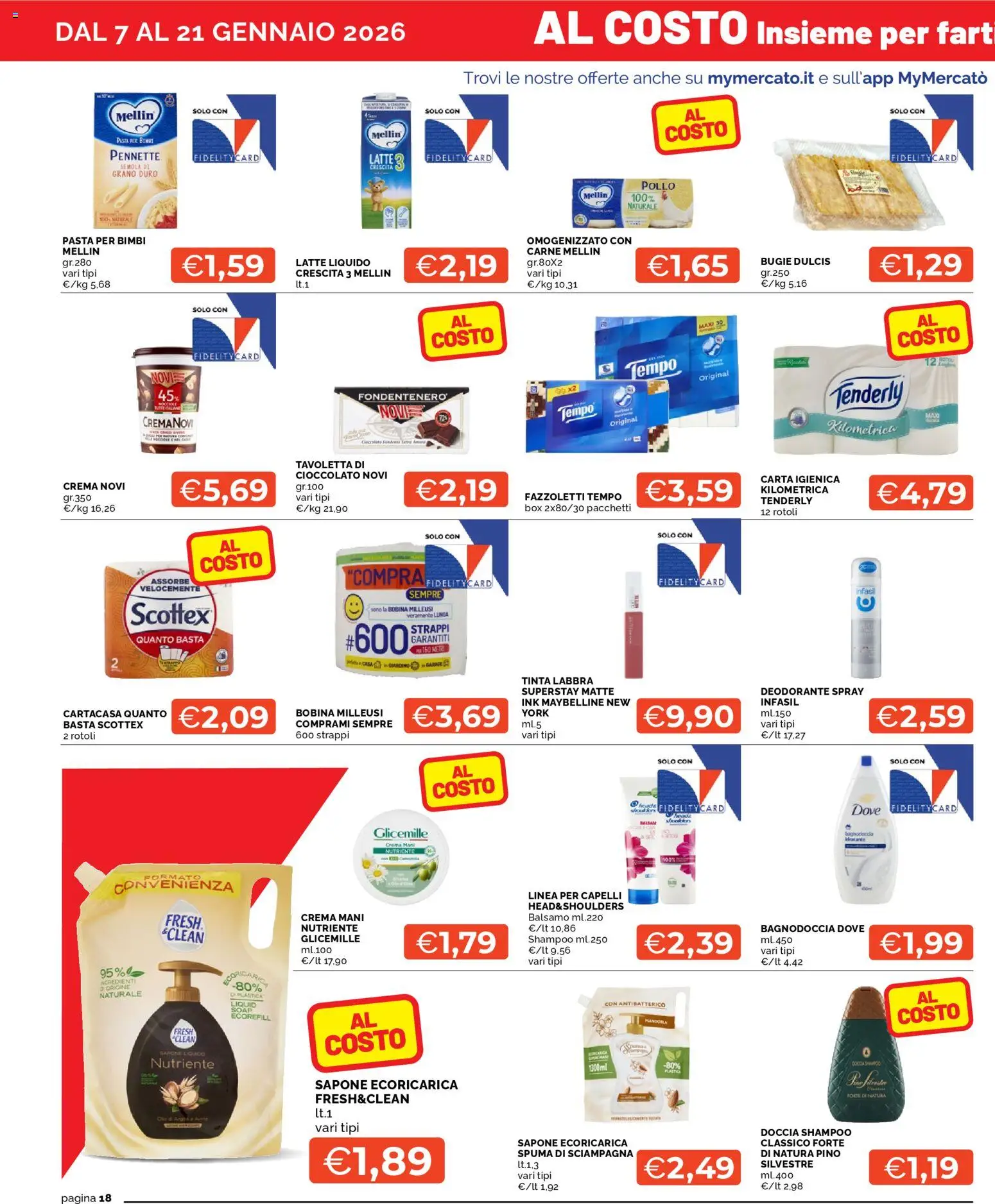 Volantino Mercatò del 07.01.2026 | Pagina: 18 | Prodotti: Crema, Pasta, Omogenizzato, Pennette