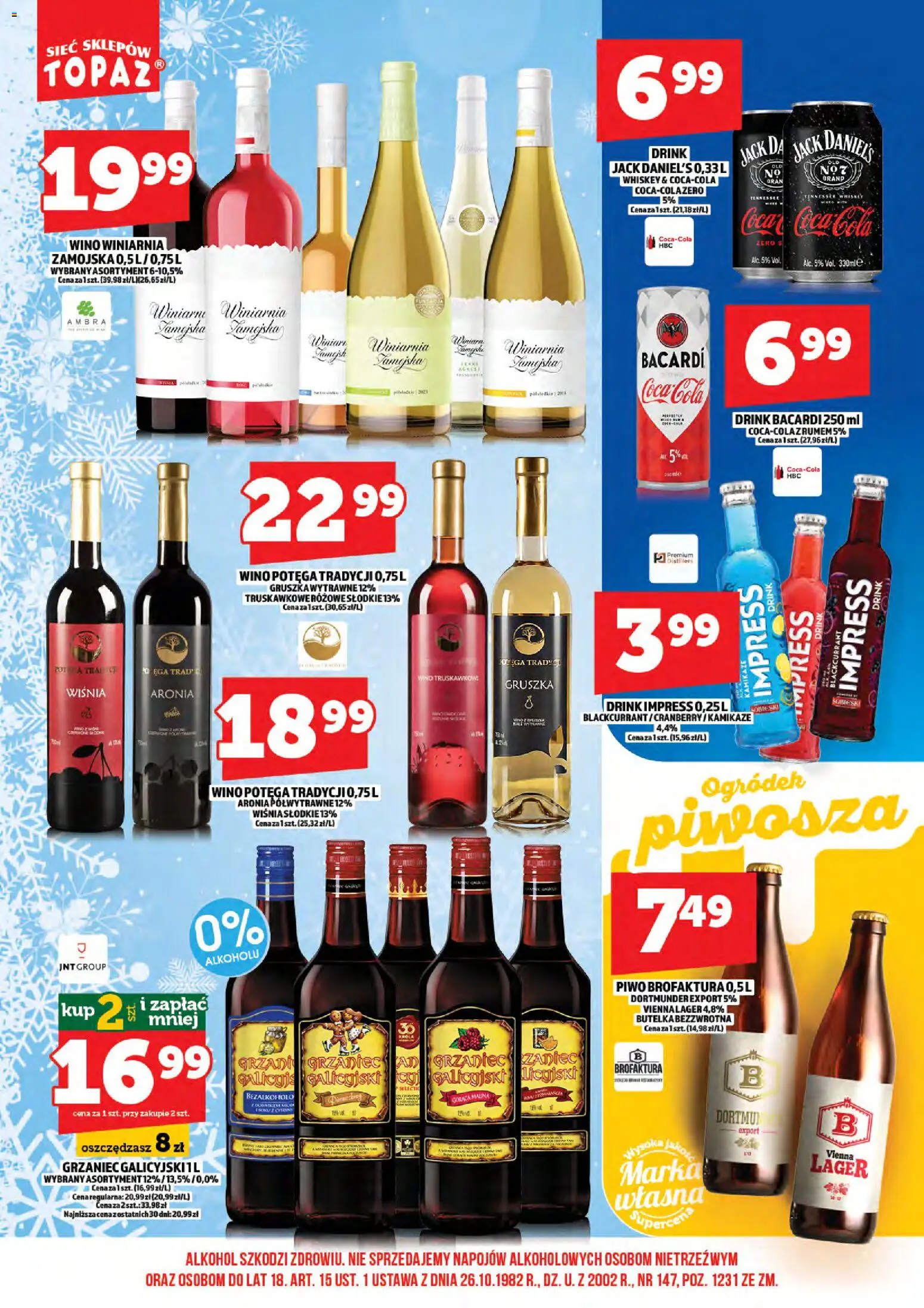 Topaz Gazetka alkoholowa od 15.12.2025 | Strona: 18 | Produkty: Gruszka, Malina, Winiarnia, Jack Daniel's