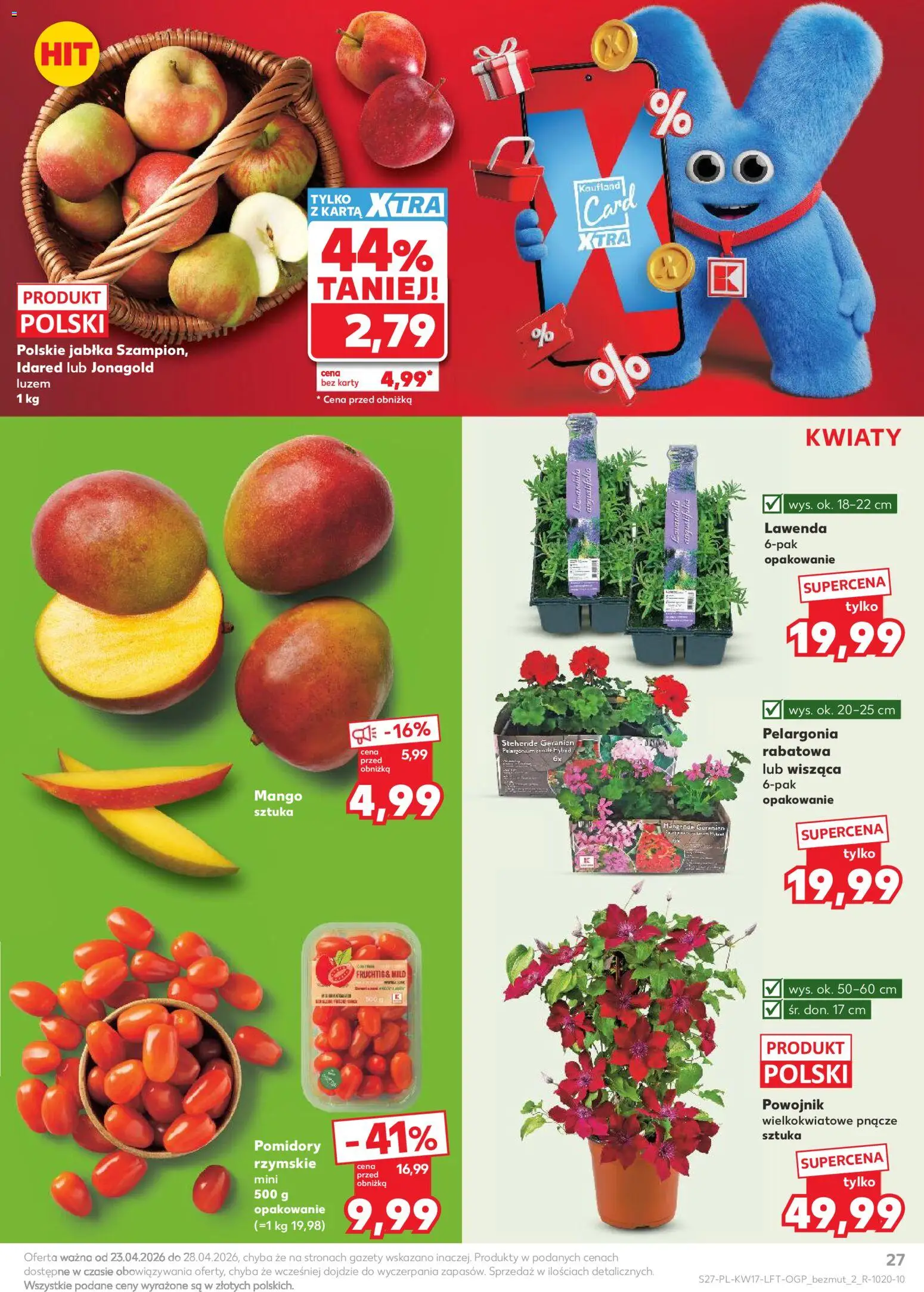 Kaufland gazetka od 23.04.2026 | Strona: 27 | Produkty: Mango, Karta, Pomidory, Kwiaty