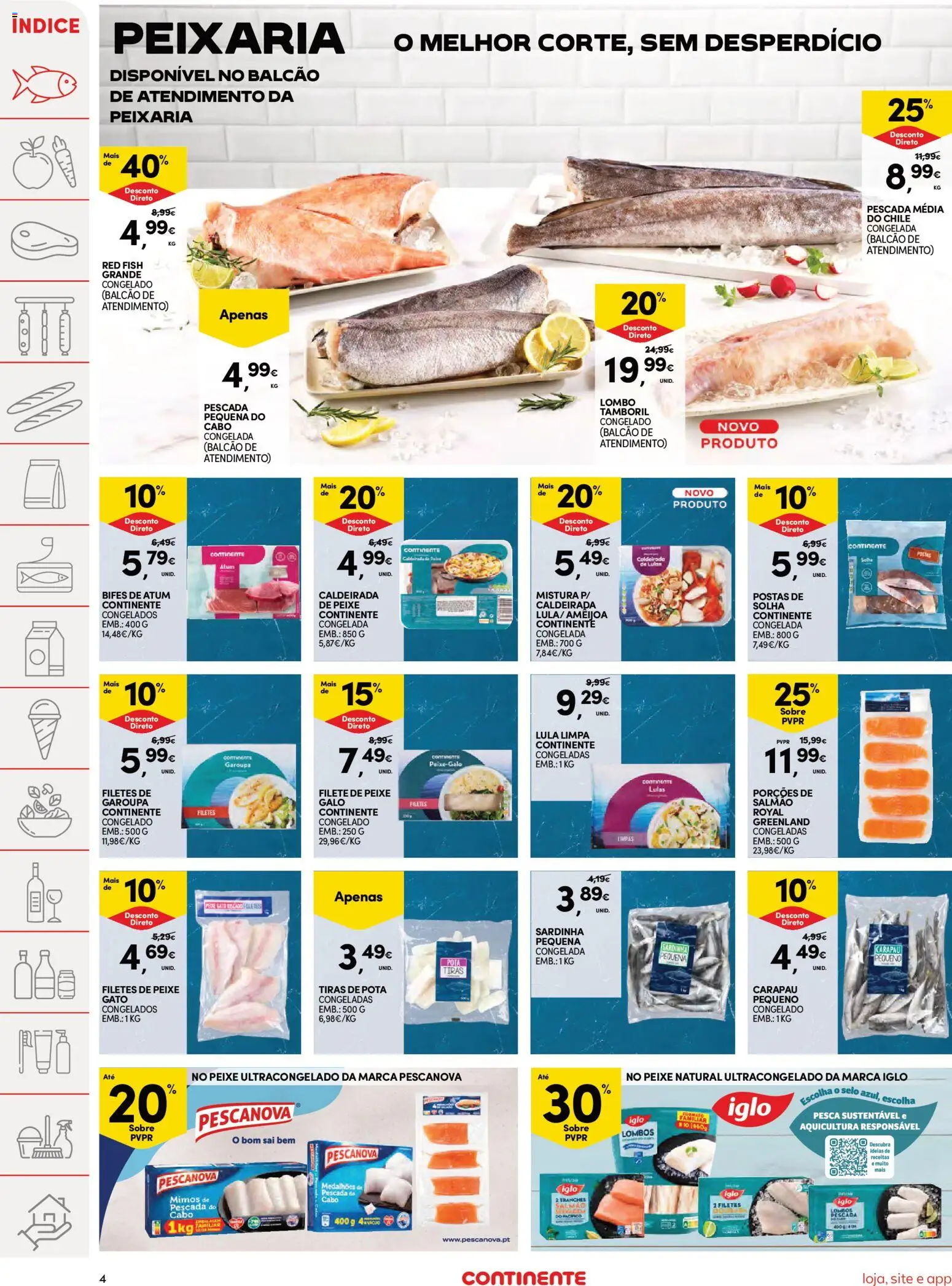 Continente Semanal Continente Bom Dia │ válido de 24.03.2026 | Página: 4 | Produtos: Caldeirada de peixe, Salmão, Lombo, Peixe