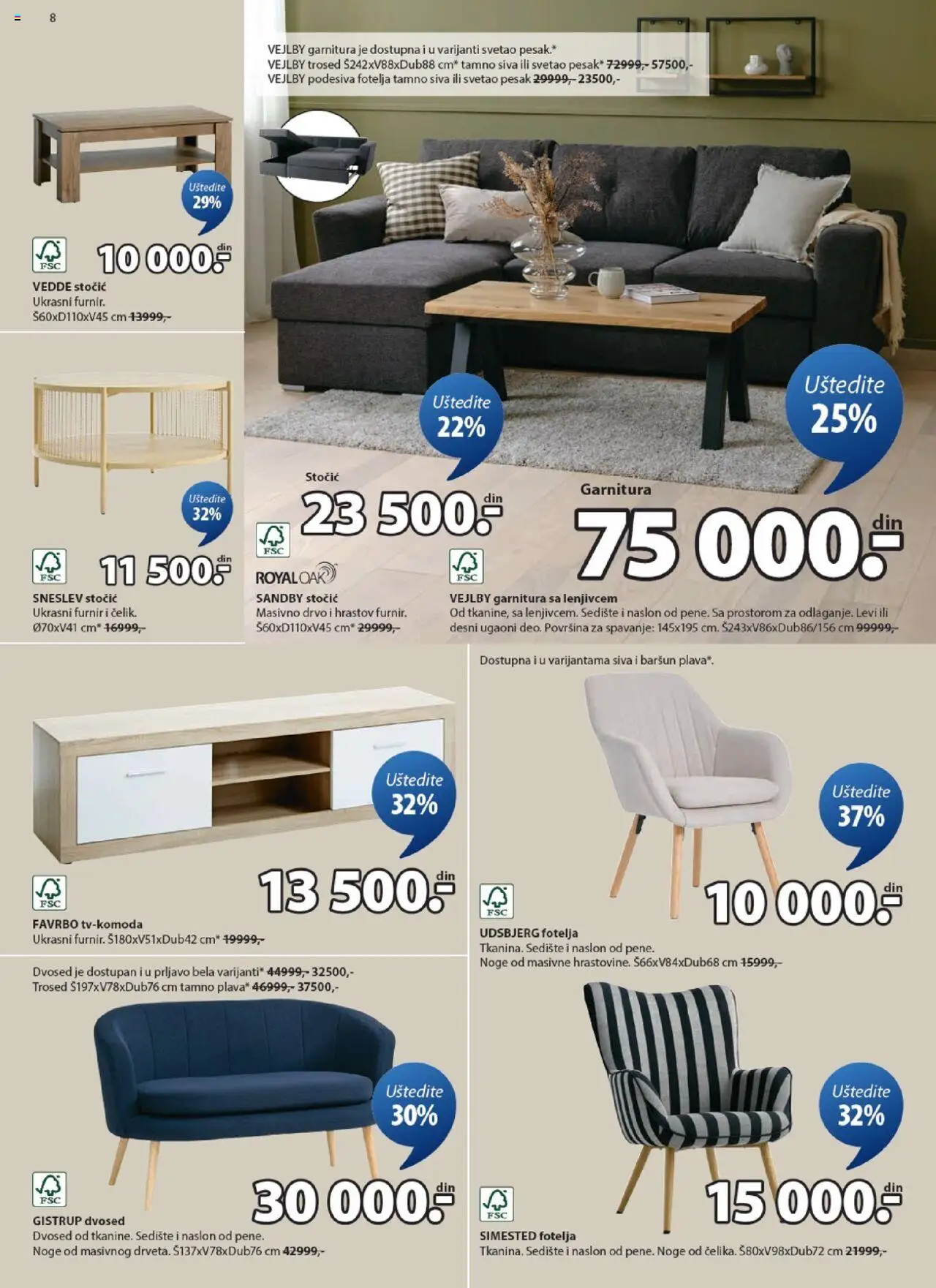 Jysk katalog - važi od 24.09.2025 | Strana: 8 | Proizvode: Fotelja, Trosed, Dvosed