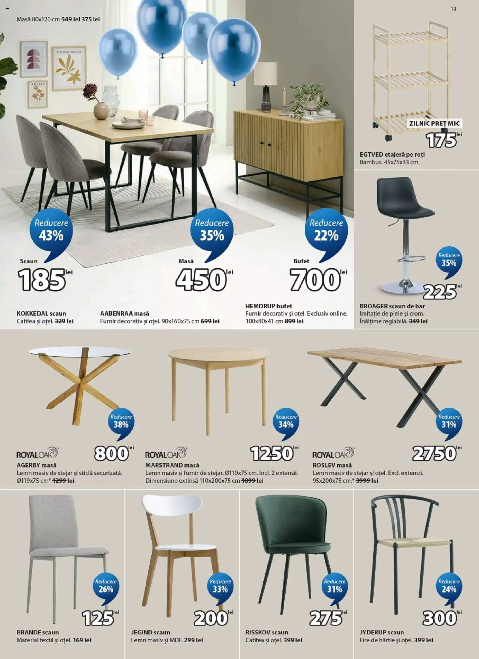 Noul catalog JYSK – valabil de la 25.03.2026 | Pagină: 13 | Produse: Masă, Scaun, Bufet, Etajeră