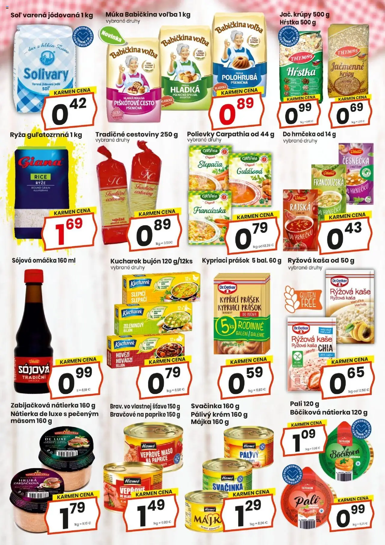 Nové KARMEN CBA akcie – leták je platný od 16.10.2025 | Strana: 9 | Produkty: Bujón, Ryža, Cestoviny, Jahody