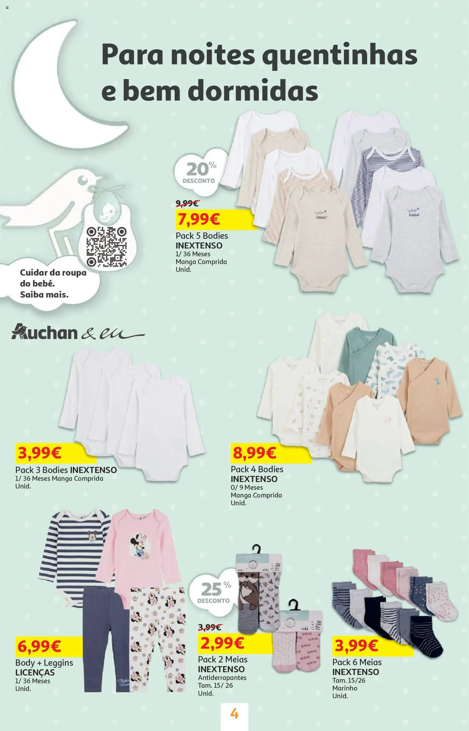 Auchan - Bebé │ válido de 13.01.2026 | Página: 4 | Produtos: Bodies, Meias