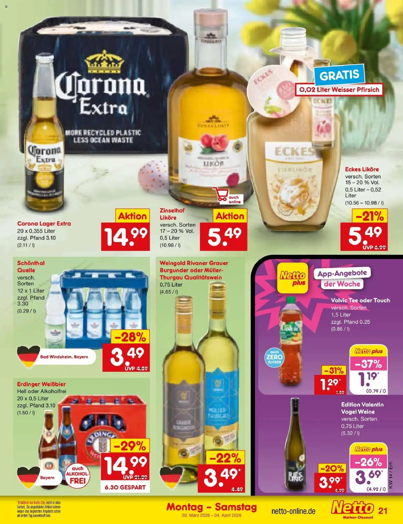 Netto Marken-Discount Prospekt Metten	 – gültig ab 30.03.2026 | Seite: 25 | Produkte: Erdinger, Weißbier, Tee, Volvic