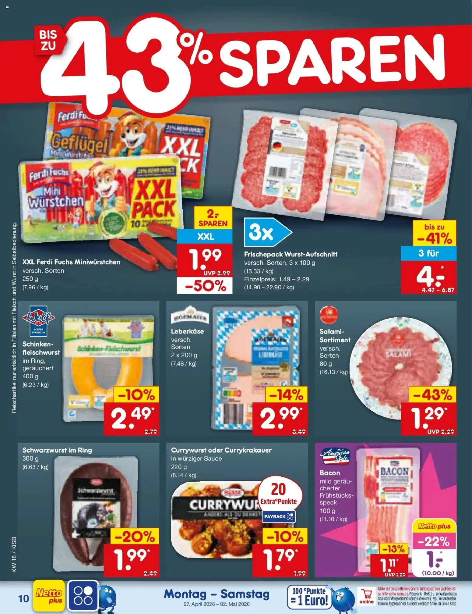 Netto Marken-Discount Prospekt Bad Friedrichshall	 – gültig ab 27.04.2026 | Seite: 12 | Produkte: Wurst, Schinken, Fleisch, Leberkase