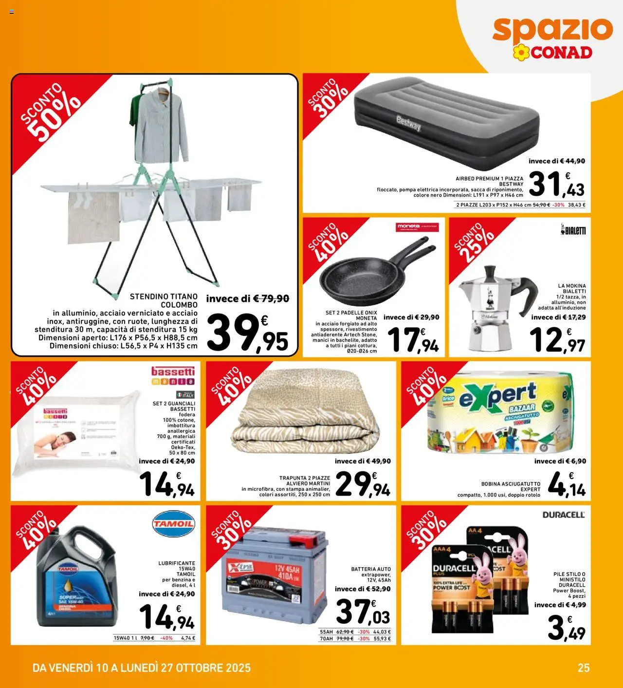 Volantino Spazio Conad del 10.10.2025 | Pagina: 25 | Prodotti: Pile, Lubrificante, Stampa, Batteria