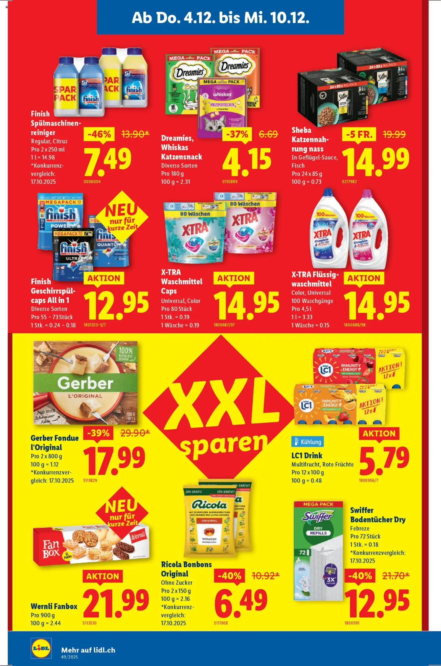 Lidl Aktionen – gültig ab 04.12.2025 | Seite: 12 | Produkte: Waschmittel, Früchte, Zucker, Fondue