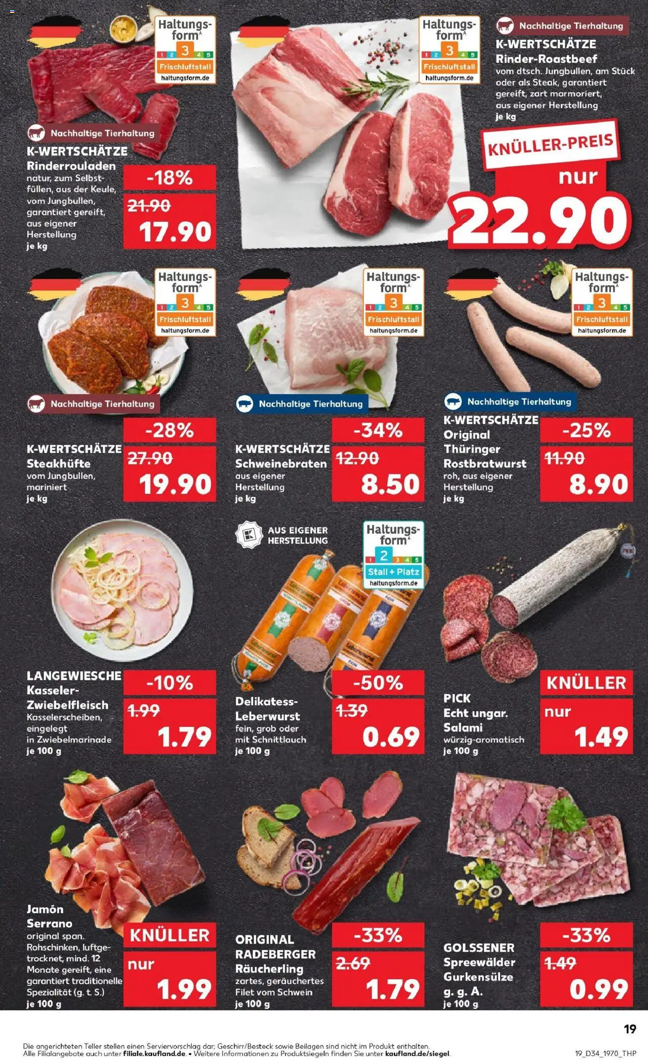 Kaufland prospekt Monheim Am Rhein	 - gültig ab dem 21.08.2025 | Seite: 19 | Produkte: Rinderrouladen, Salami, Steak