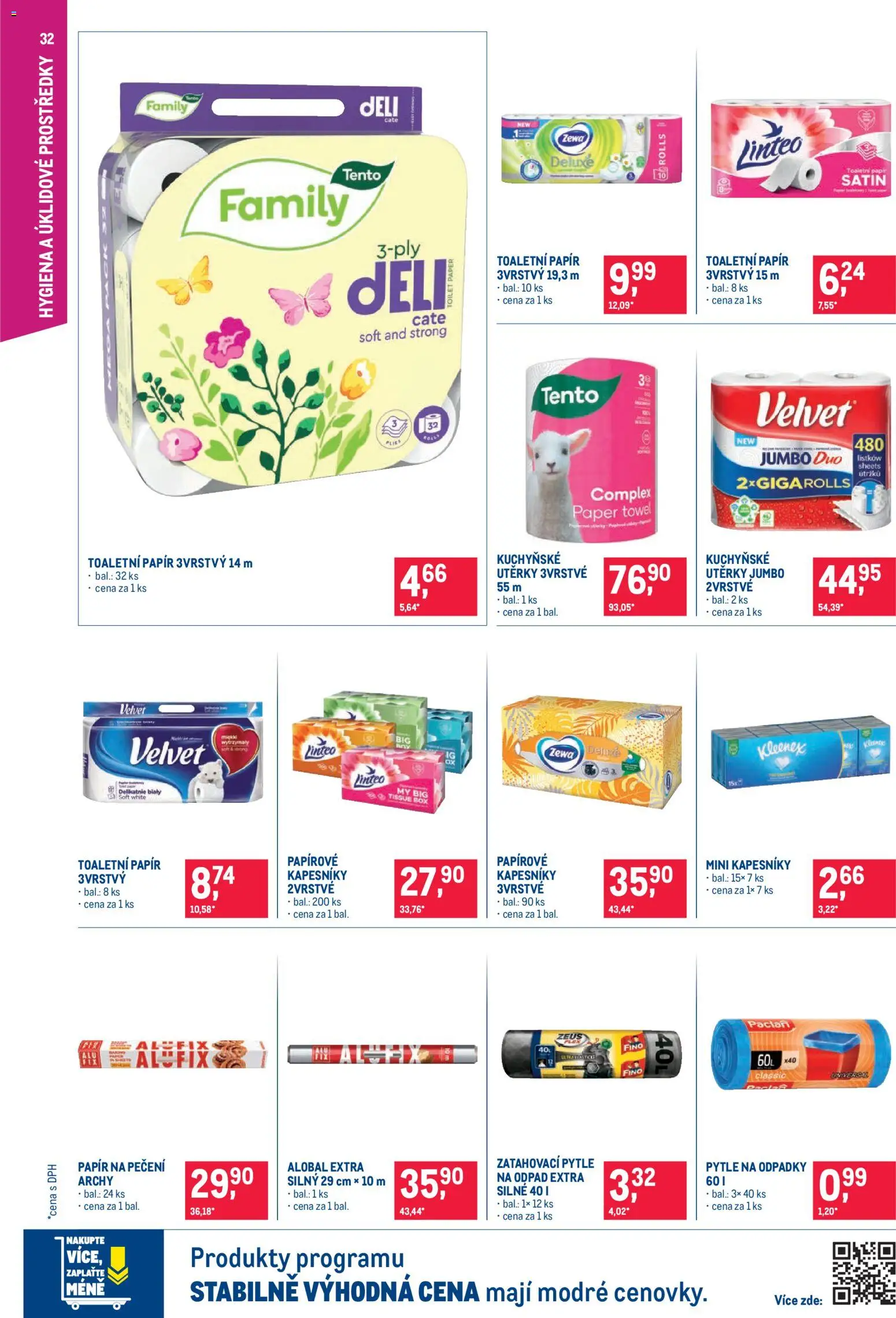 Makro leták - Pro milovníky jídla od 19.11.2025 | Strana: 32 | Produkty: Velvet, Alobal, Toaletní papír 3vrstvý, Papír na pečení
