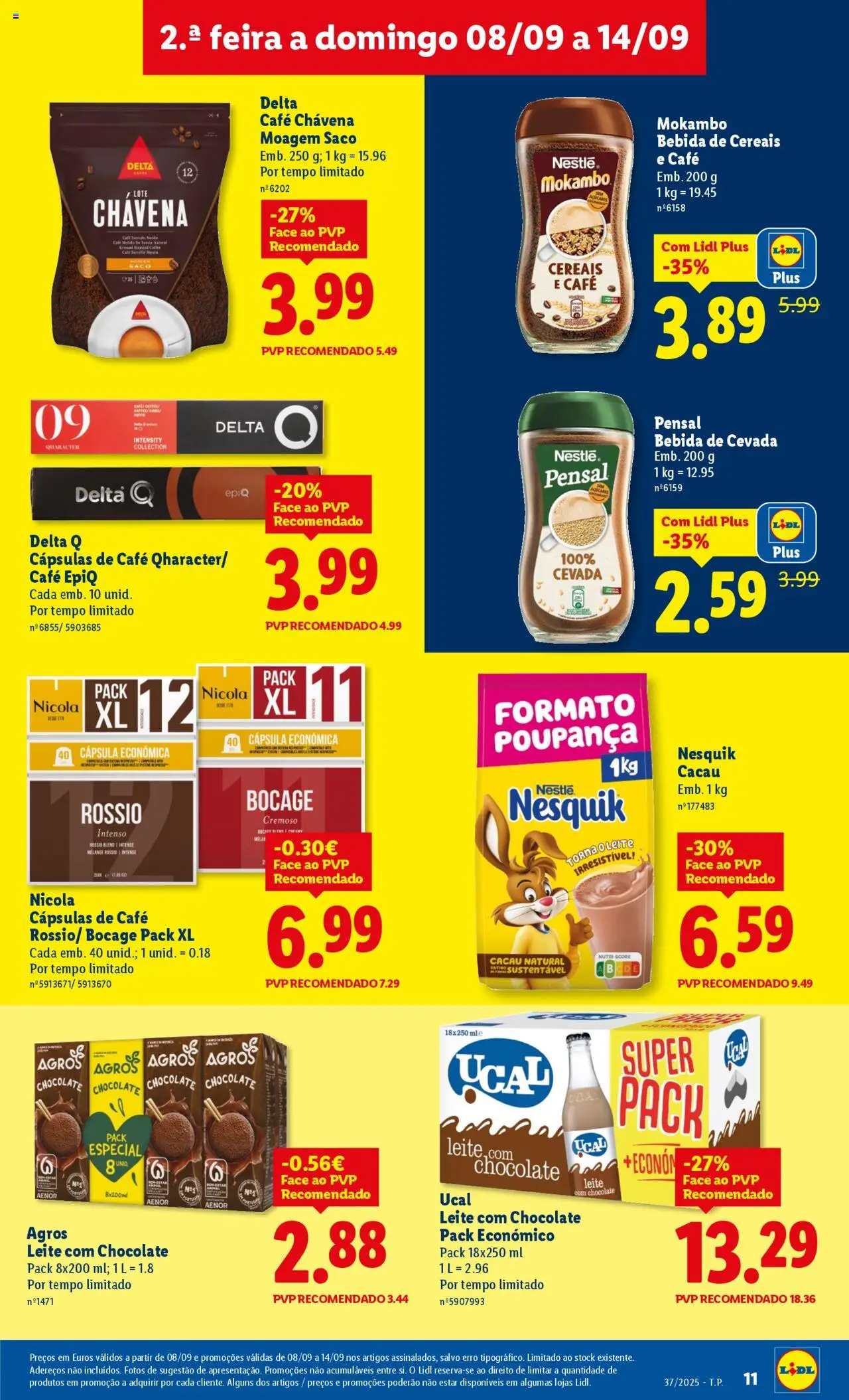 Lidl folheto │ válido de 08.09.2025 | Página: 11 | Produtos: Delta q, Leite, Chocolate, Bebida