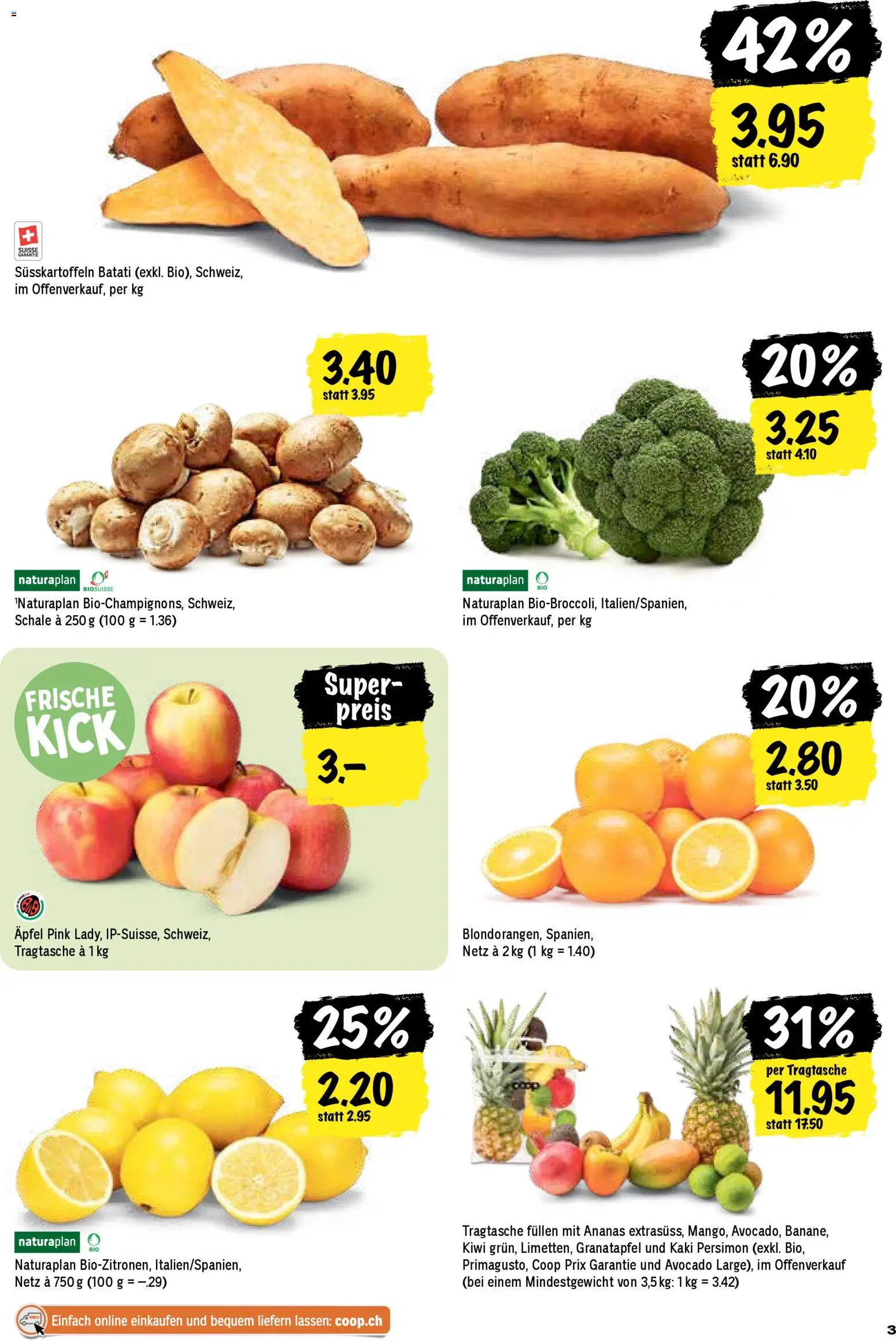 Coop Aktionen – gültig ab 15.01.2026 | Seite: 3 | Produkte: Äpfel, Avocado, Ananas, Kiwi