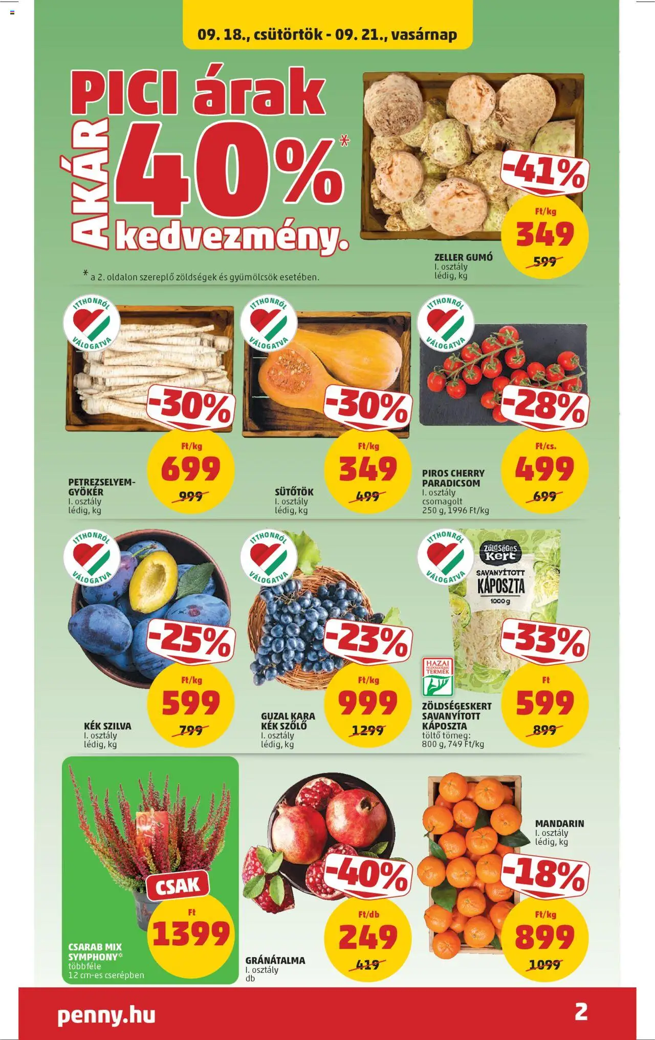 PENNY akciós ujság - amely érvényes a következő dátumtól: 18.09.2025 | Oldal: 2 | Termékek: Sütőtök, Szőlő, Petrezselyem, Szilva