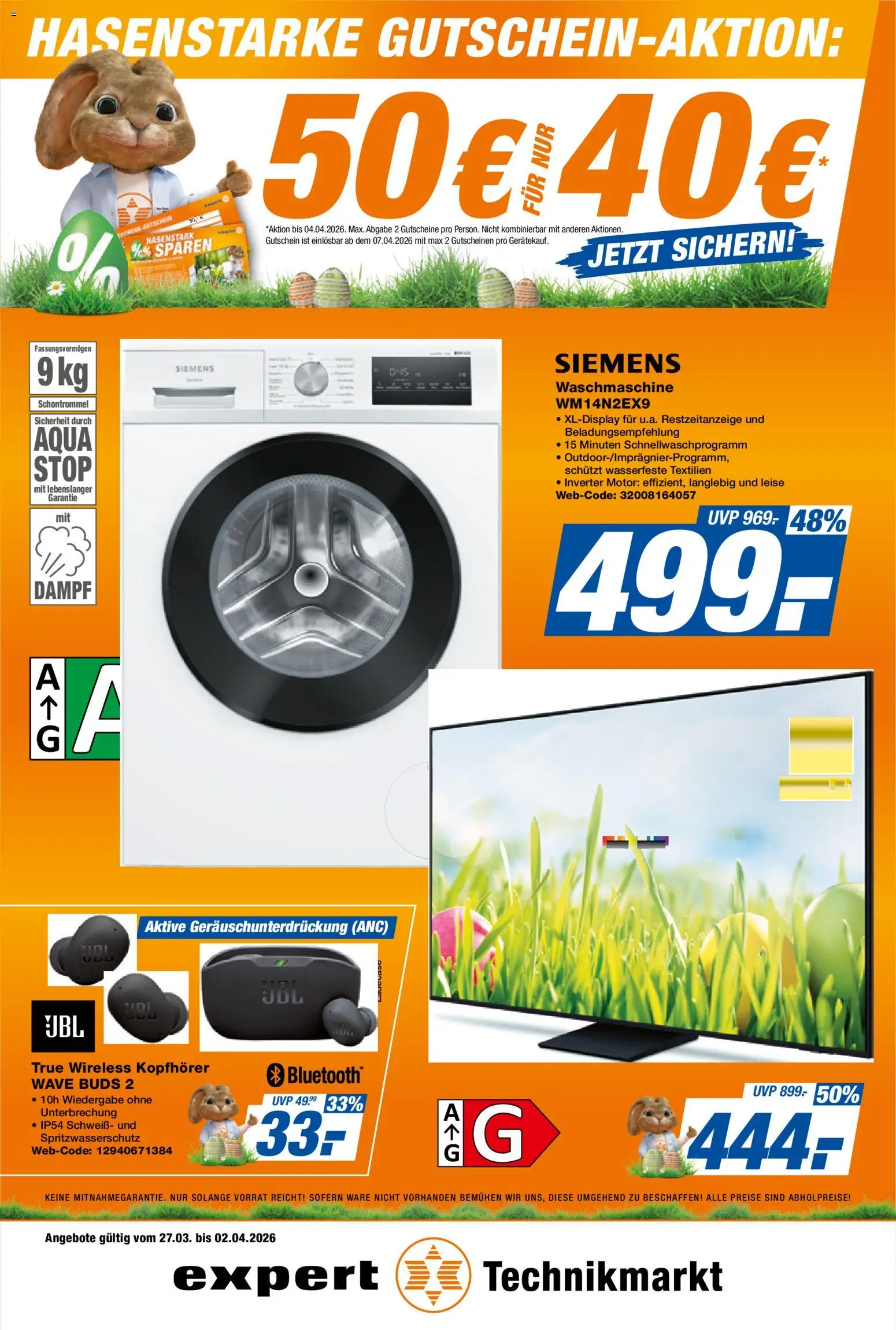 Expert Prospekt 	 – gültig ab 27.03.2026 | Seite: 1 | Produkte: Siemens, Waschmaschine, Kopfhörer