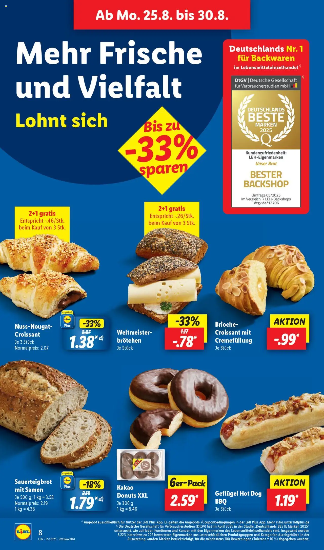 Lidl Prospekt Nagold - gültig ab dem 25.08.2025 | Seite: 14 | Produkte: Croissant, Donuts, Brot