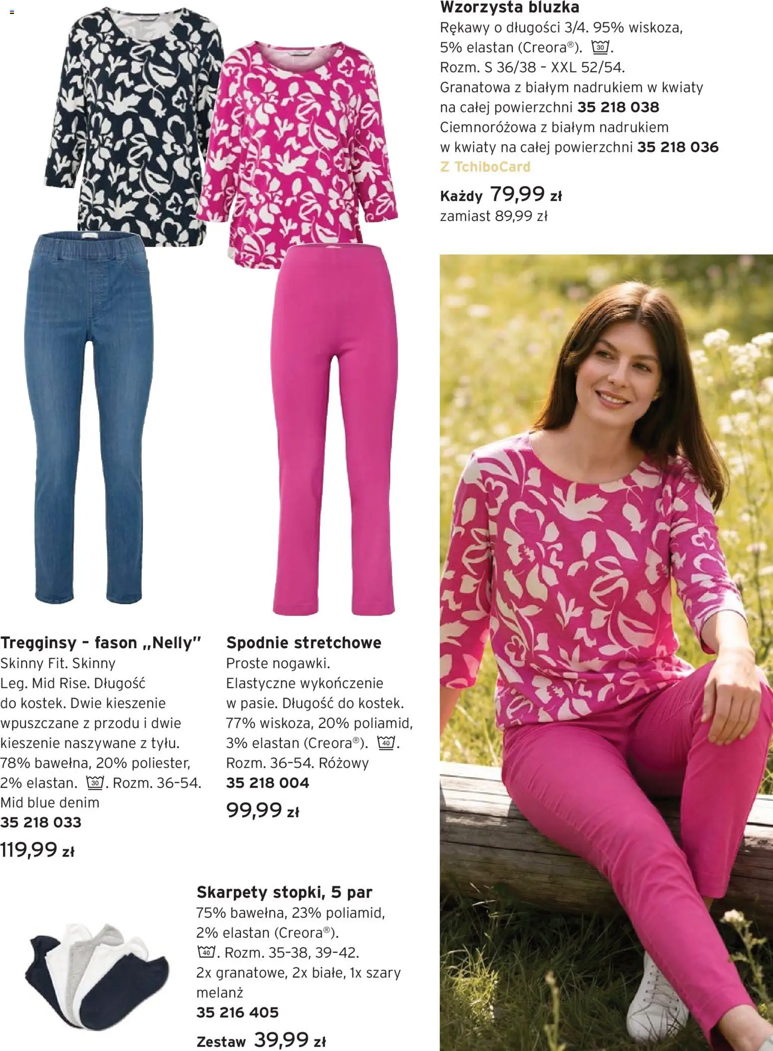 Tchibo promocje od 31.03.2026 | Strona: 14 | Produkty: Bluzka, Spodnie, Skarpety, Kwiaty