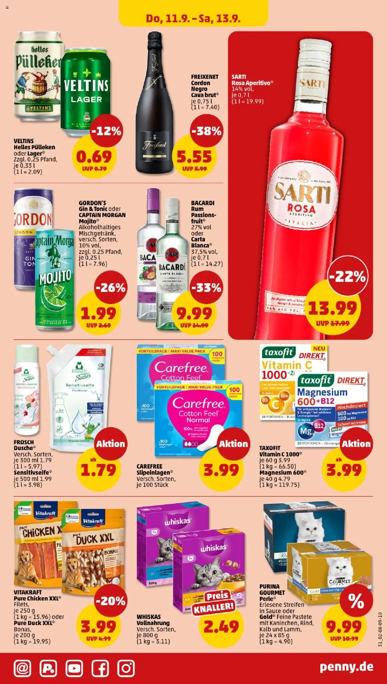 Penny Nordrhein - Westfalen – gültig ab 08.09.2025 | Seite: 31 | Produkte: Helles pulleken, Bacardi, Captain morgan, Gin
