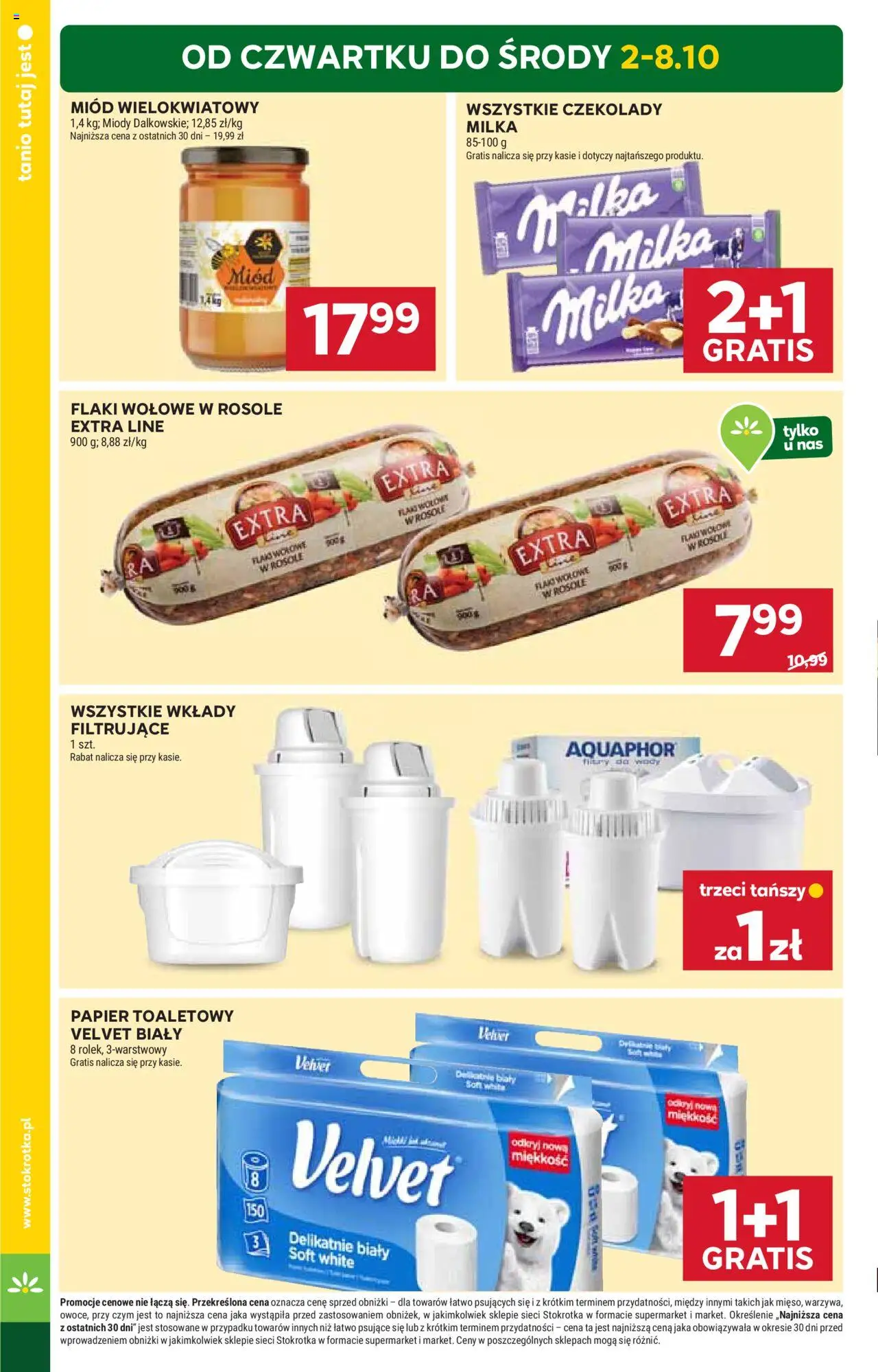 Stokrotka Gazetka - Market od 02.10.2025 | Strona: 4 | Produkty: Miód, Papier toaletowy, Stokrotka, Flaki