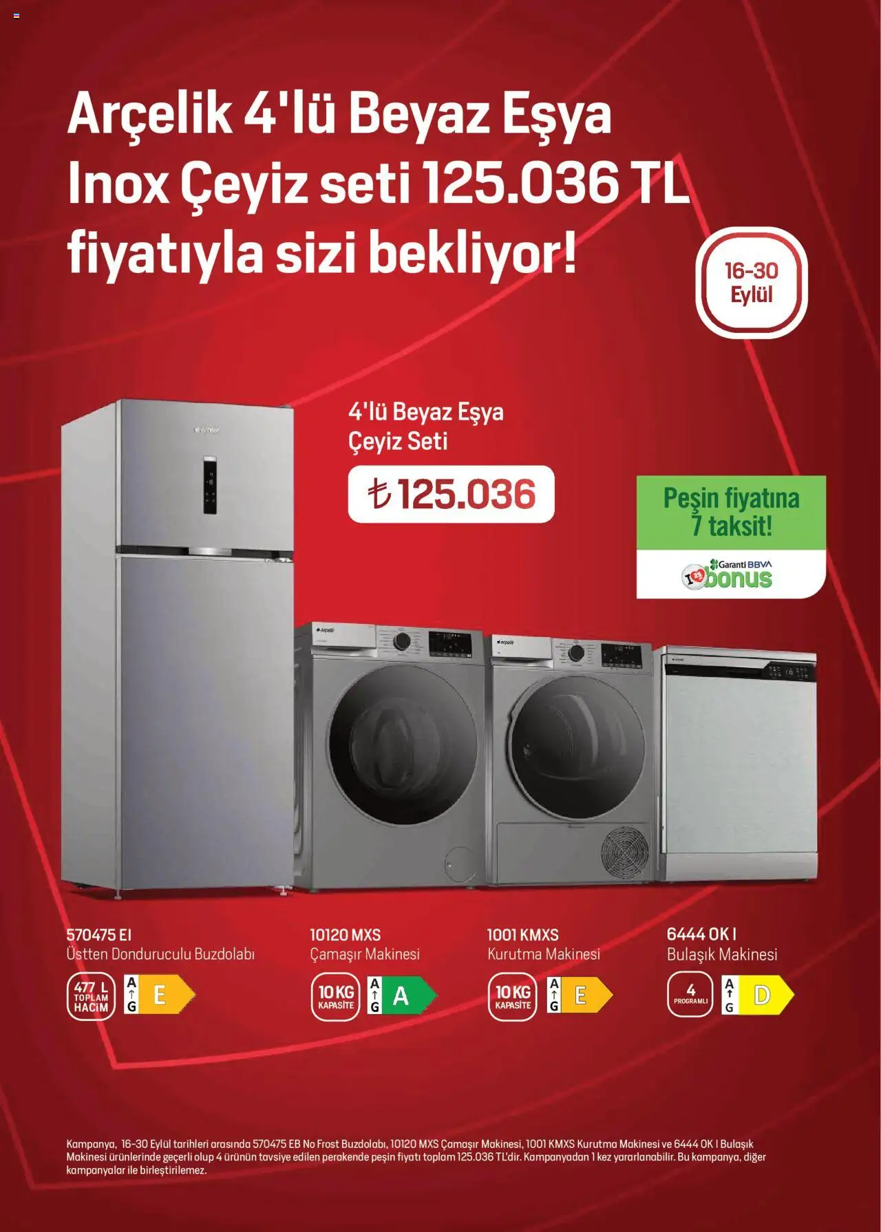 Arçelik Katalog - 16.09.2025 tarihinden itibaren geçerlidir | Sayfa: 4 | Ürünler: Kurutma makinesi, Buzdolabı, Çamaşır makinesi, Bulaşık makinesi