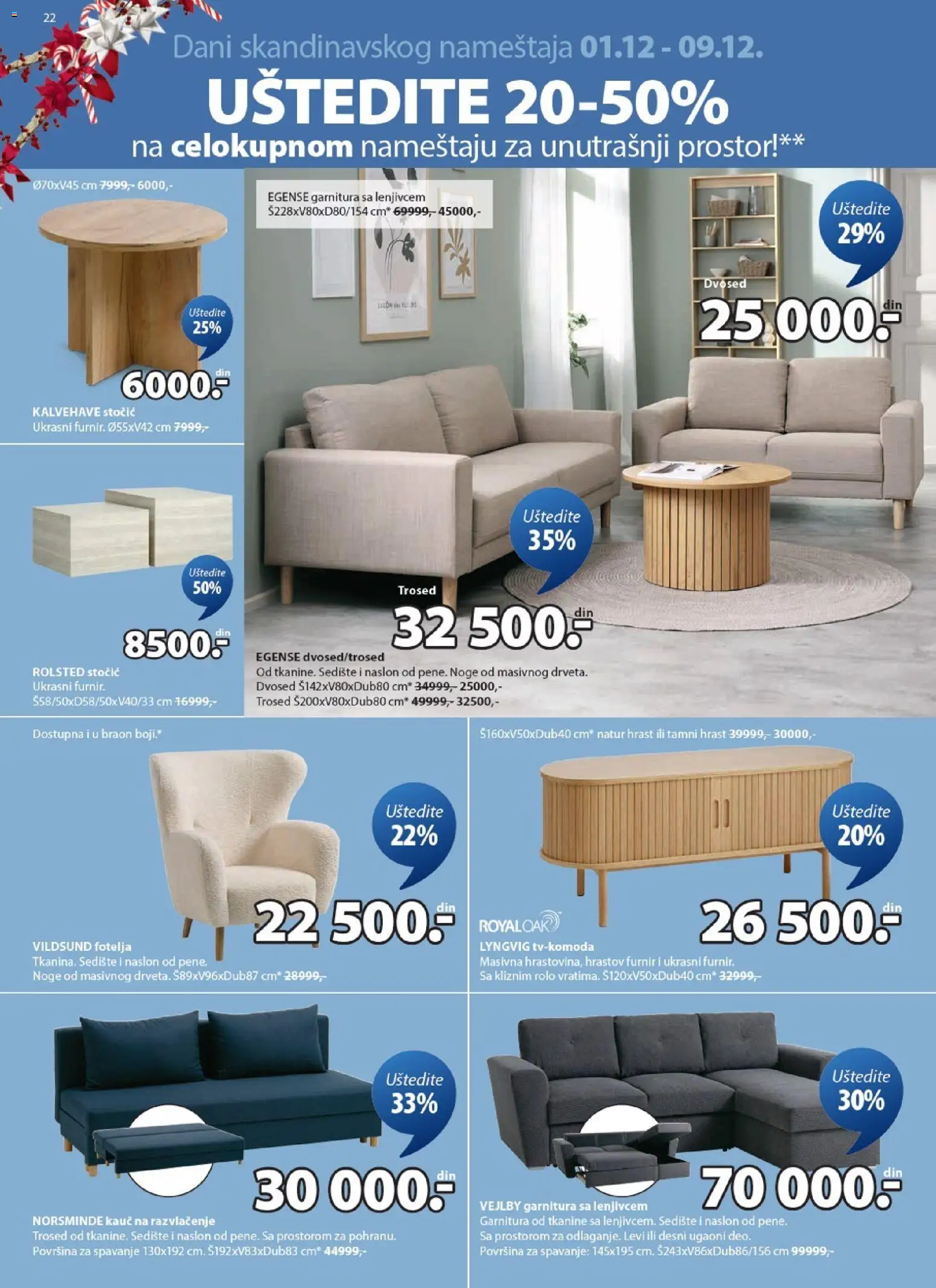 Jysk katalog - važi od 01.12.2025 | Strana: 22 | Proizvode: Fotelja, Kauč, Trosed, Dvosed