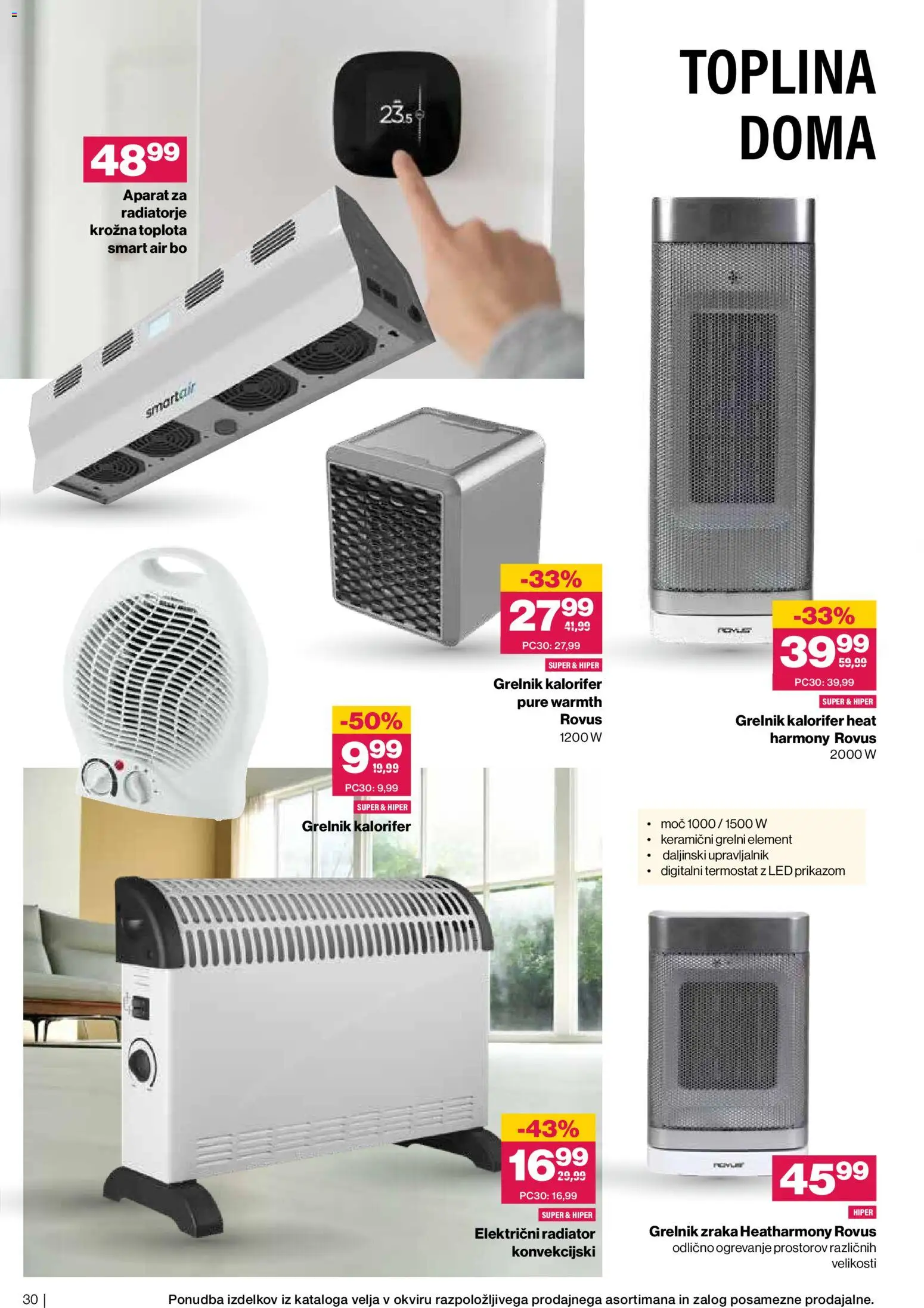 Novi Mercator katalog ponudbe – veljaven od 14.01.2026 | Stran: 30 | Izdelki: Radiator, Termostat, Električni radiator