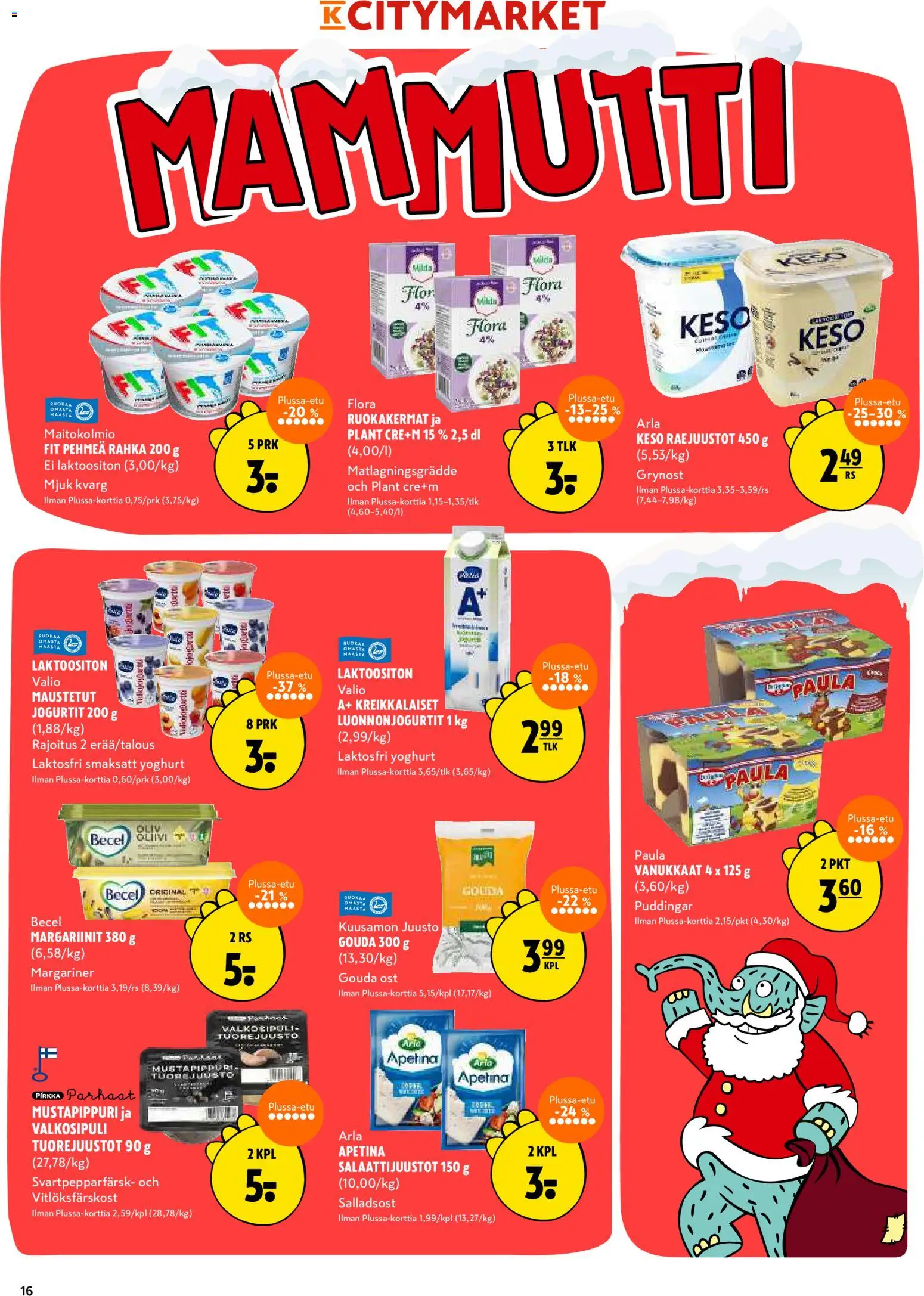 K-Citymarket tarjoukset – voimassa 11.12.2025 alkaen | Sivu: 16 | Tuotteet: Valkosipuli, Juusto