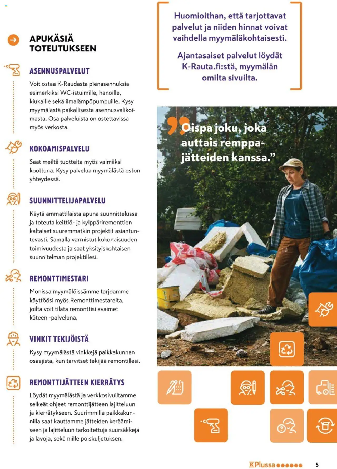 K-Rauta - K-Raudan palvelut sujuvaan remonttiin – voimassa 08.01.2024 alkaen | Sivu: 5 | Tuotteet: Keittiö