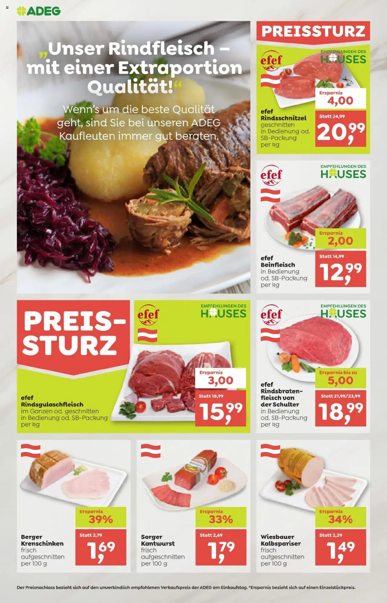 ADEG Flugblatt gültig ab 09.10.2025 | Seite: 4 | Produkte: Rindfleisch