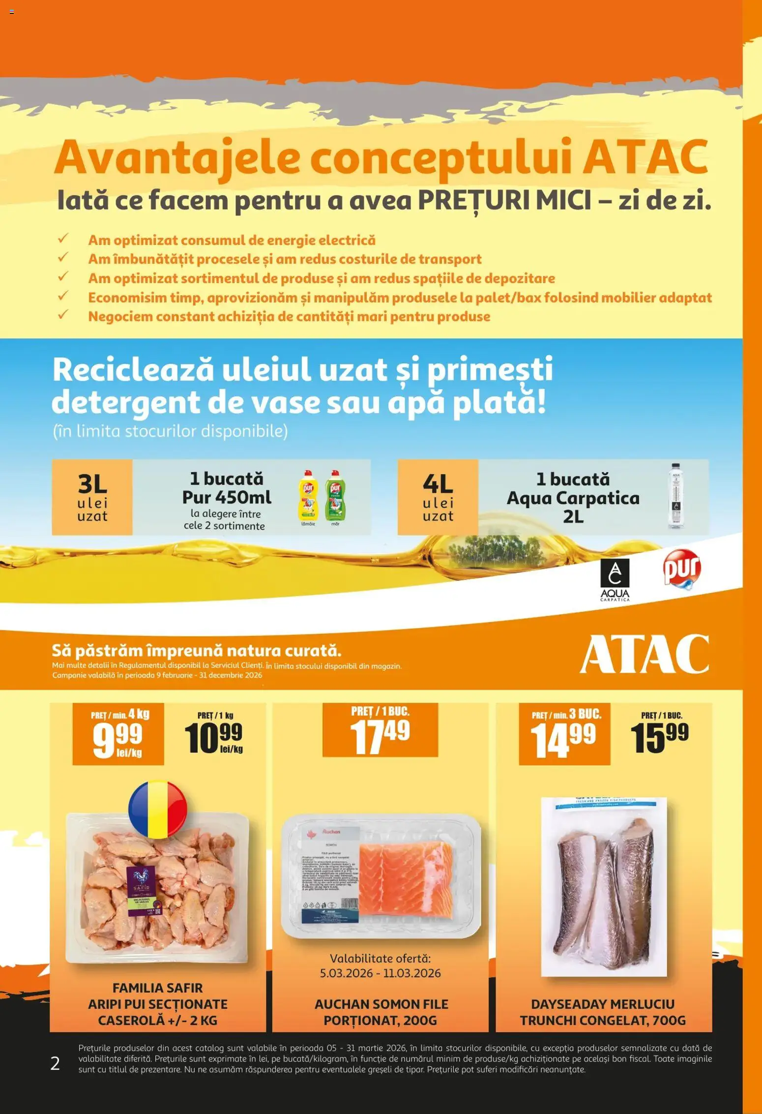 Noul catalog ATAC – valabil de la 05.03.2026 | Pagină: 2 | Produse: Detergent de vase, Hacıyatmaz Kedi Oyuncağı, Detergent, Apă