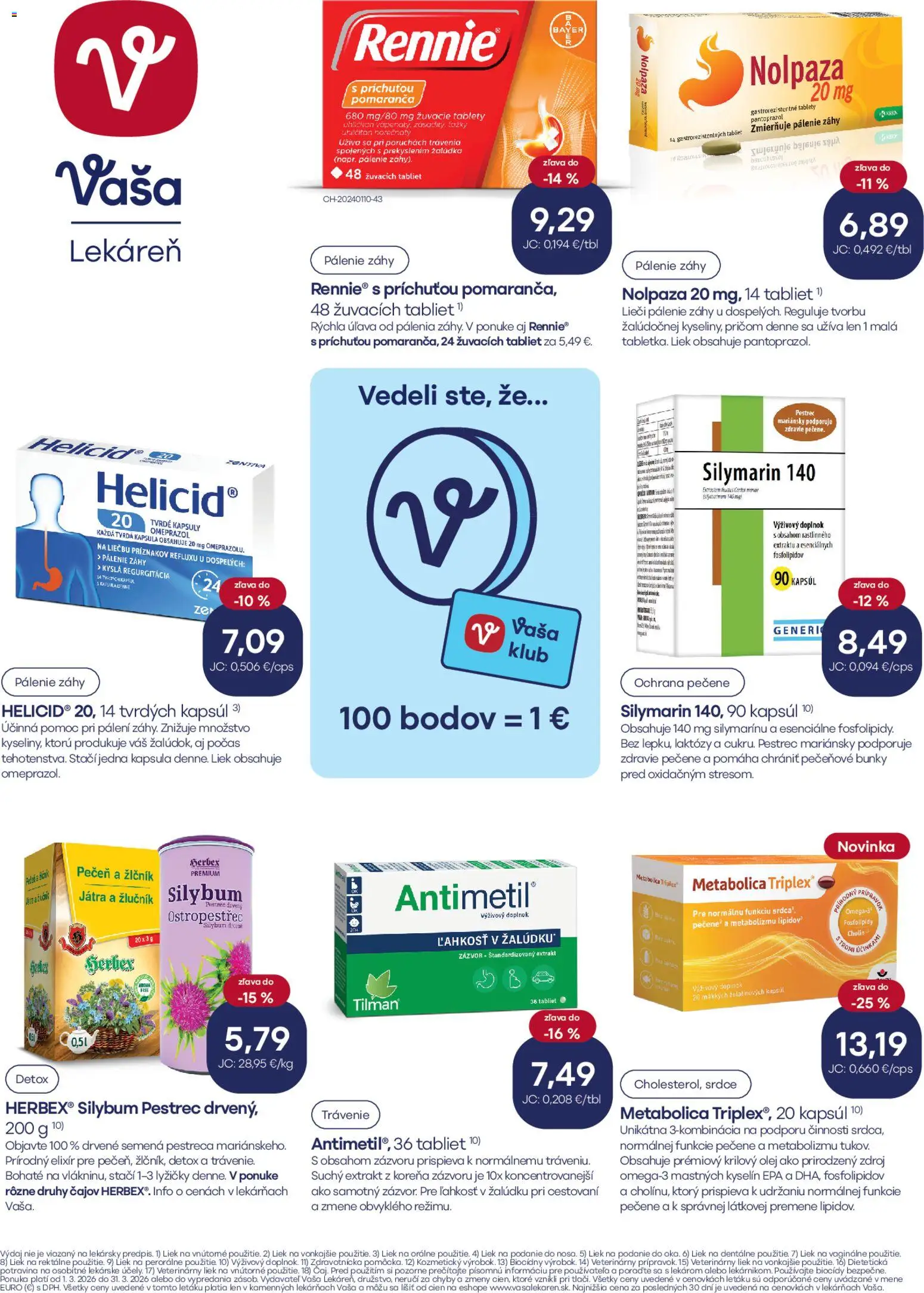 Nové Vaša lekáreň akcie – leták je platný od 01.03.2026 | Strana: 7 | Produkty: Tv, Olej, Zázvor