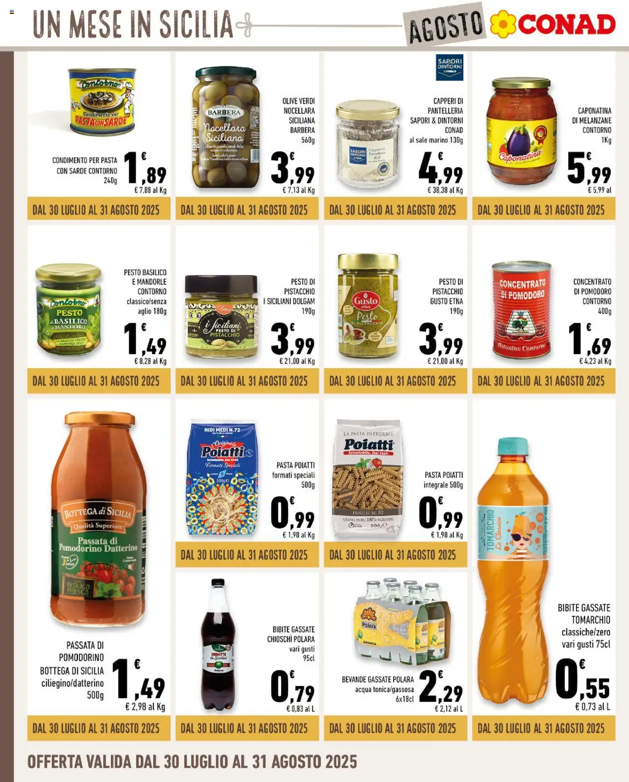Volantino Conad del 30.07.2025 | Pagina: 10 | Prodotti: Acqua, Aglio, Mandorle, Basilico