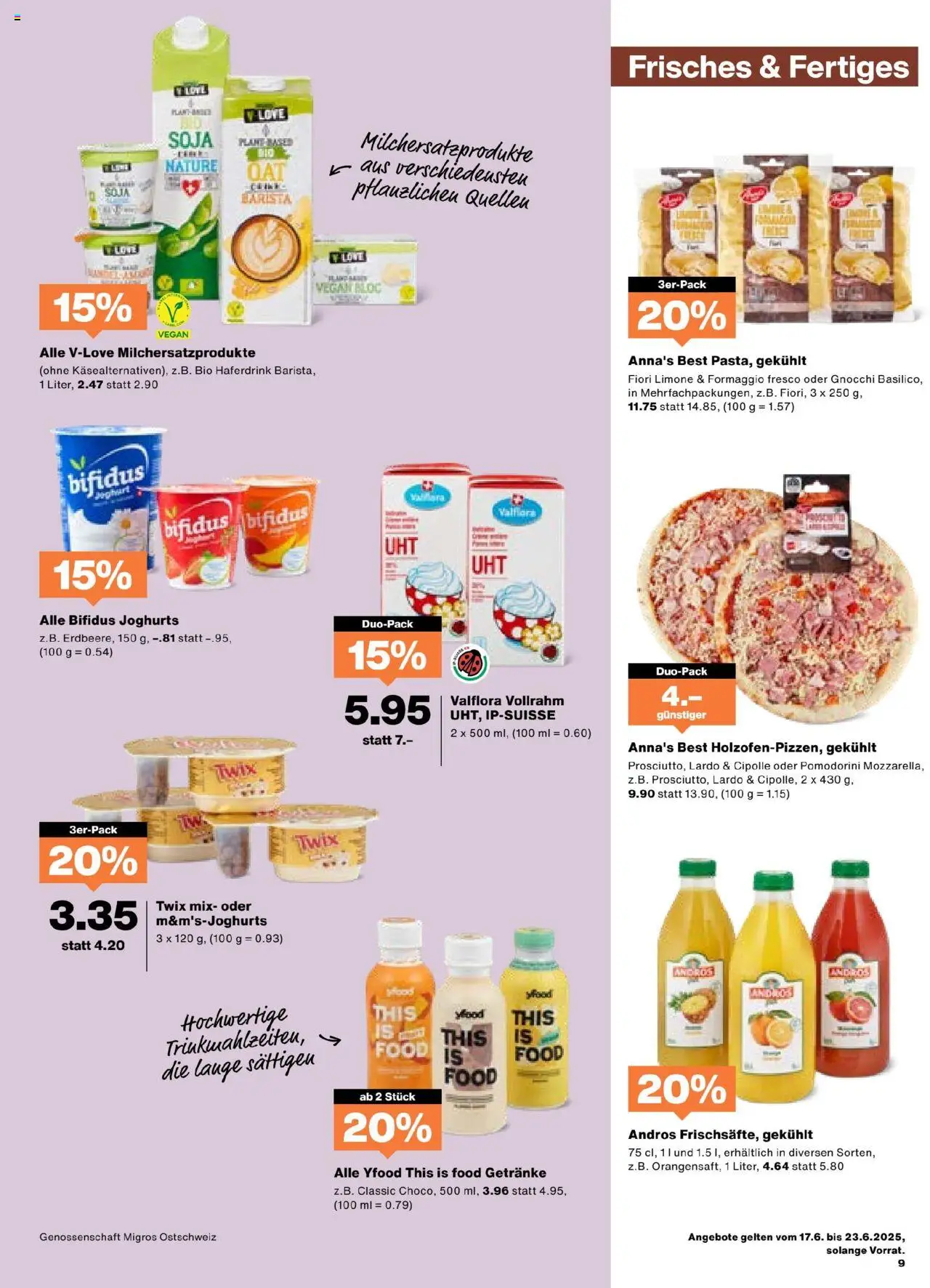 Migros Aktionen ab 17.06.2025 | Seite: 9 | Produkte: Twix, Joghurt, Pizza, Pasta