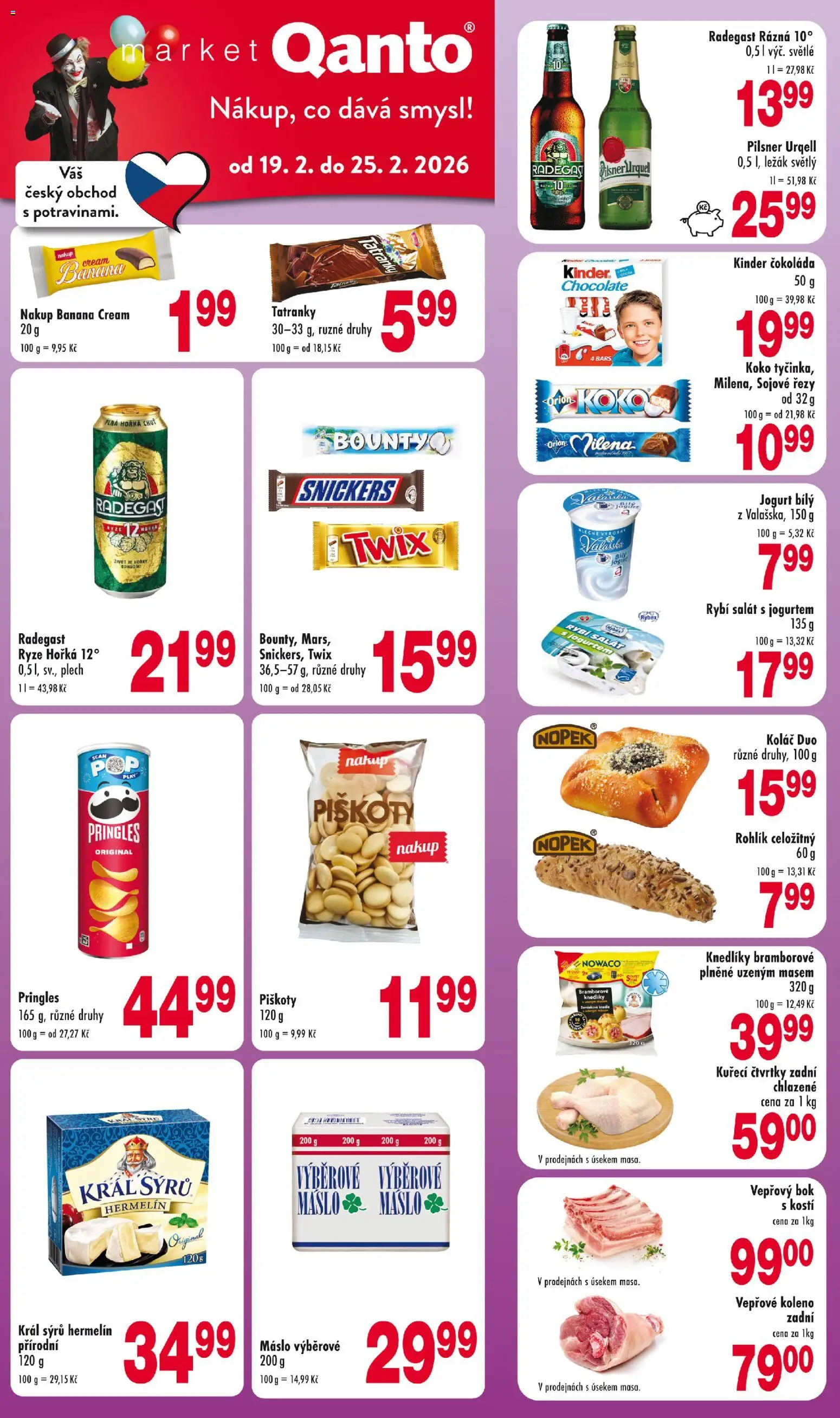 Astur & Qanto leták od 19.02.2026 | Strana: 1 | Produkty: Tatranky, Jogurt, Salát, Radegast