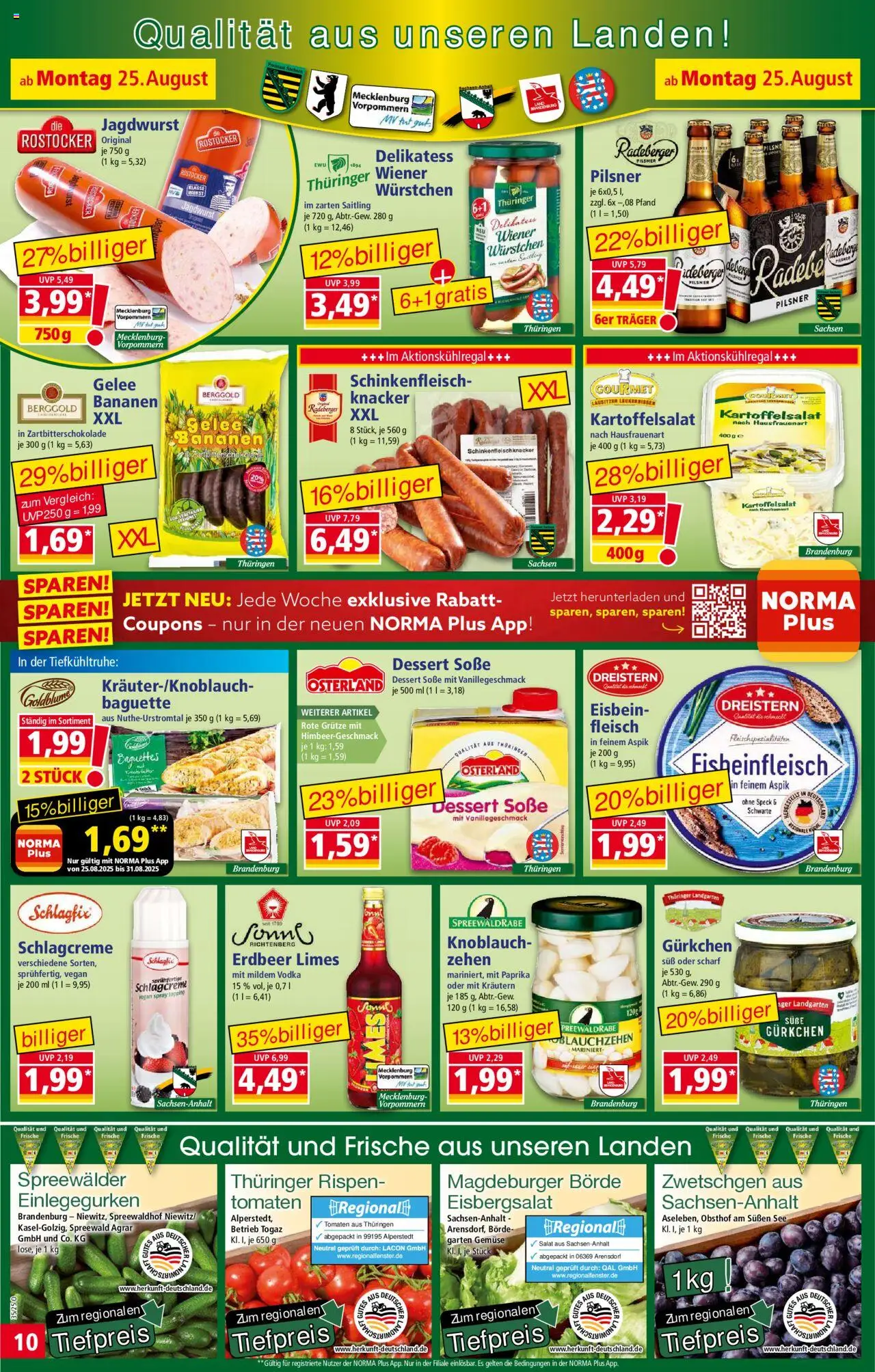 Norma Prospekt 	 - gültig ab dem 25.08.2025 | Seite: 10 | Produkte: Paprika, Soße, Vodka, Fleisch