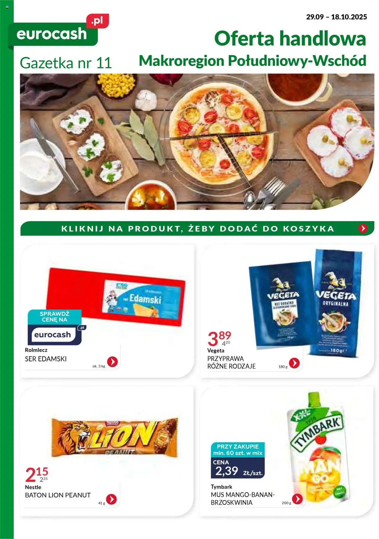 Eurocash Gazetka - Handlowa MR Południowy-Wschód od 29.09.2025 | Strona: 1 | Produkty: Brzoskwinia, Baton, Ser, Ser edamski
