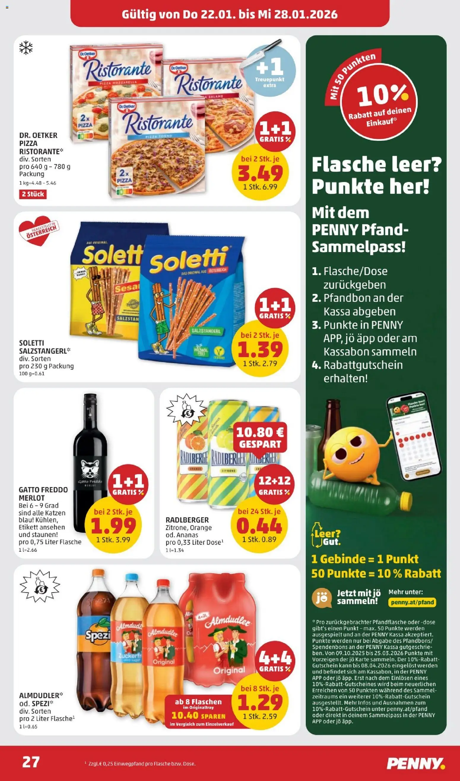 Penny Markt Flugblatt gültig ab 22.01.2026 | Seite: 27 | Produkte: Zucker, Zitrone, Pizza, Ananas