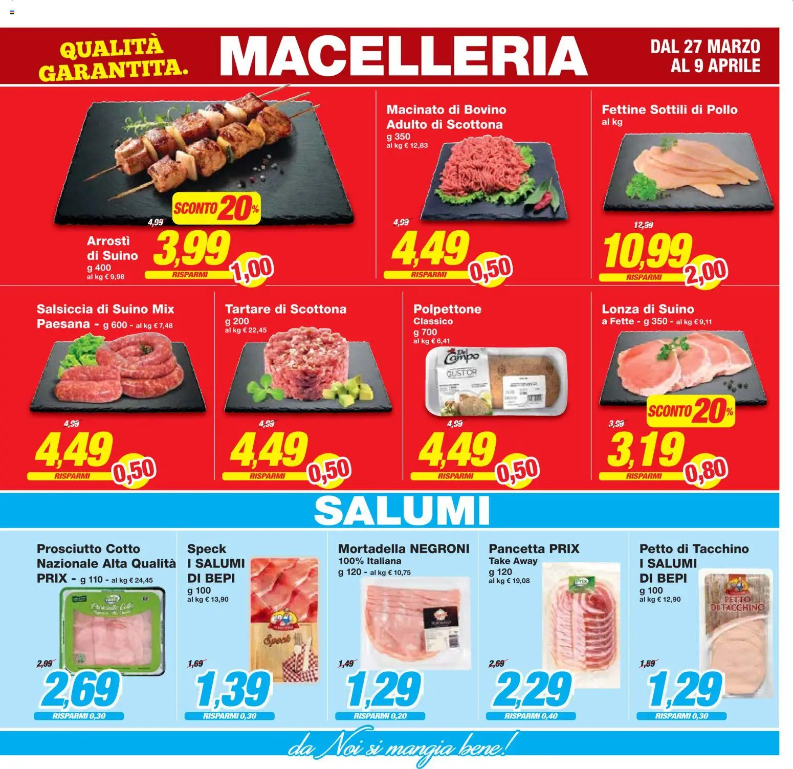 Volantino Prix del 27.03.2026 | Pagina: 5 | Prodotti: Bovino, Prosciutto Cotto, Tacchino, Mortadella