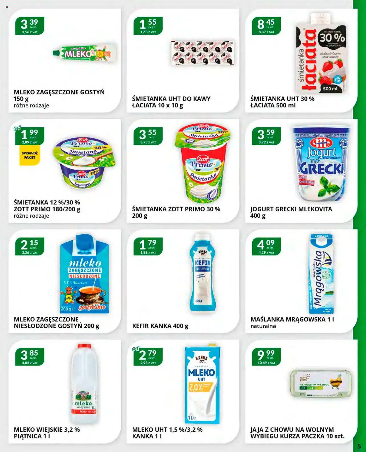 Eurocash Gazetka od 20.10.2025 | Strona: 5 | Produkty: Jogurt grecki, Kefir, Śmietana, Jaja