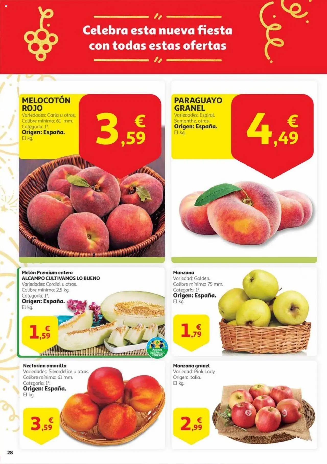 Alcampo - Aniversario │ válido desde el 03.06.2025 | Página: 28 | Productos: Φορτιστής, Apple, Melocotón paraguayo, Melocotón rojo