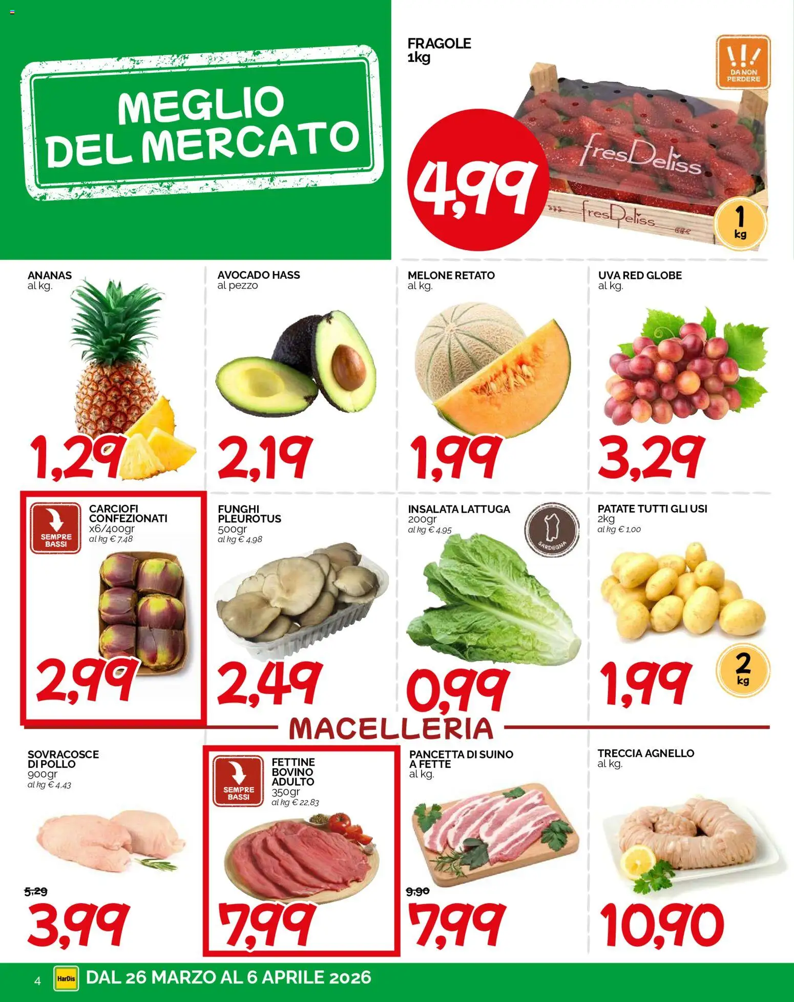 Volantino HarDis del 26.03.2026 | Pagina: 4 | Prodotti: Avocado, Patate, Funghi, Lattuga