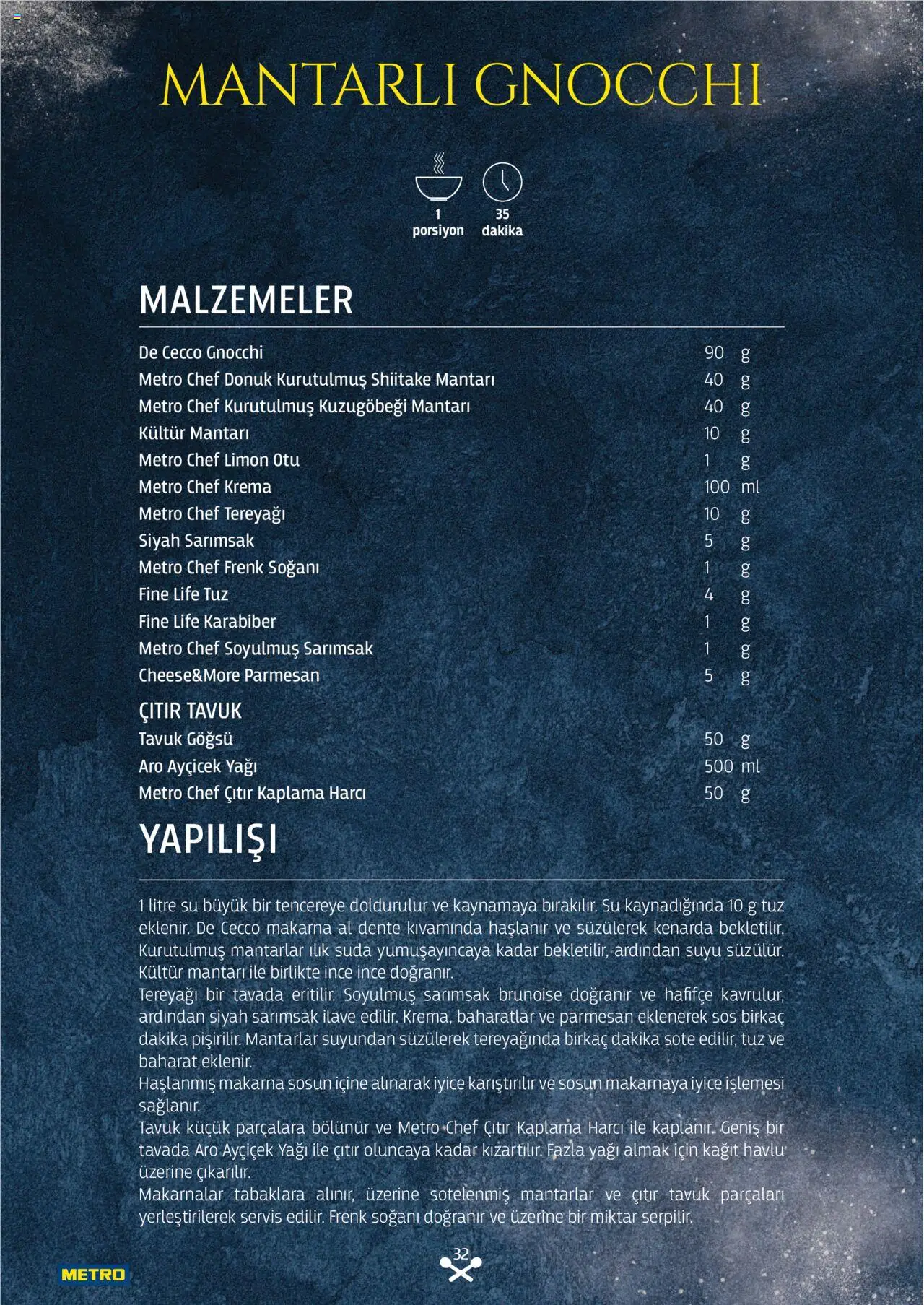 Metro Makarna Kataloğu 2025 - 06.10.2025 tarihinden itibaren geçerlidir | Sayfa: 32 | Ürünler: Tereyağı, Makarna, Baharat, Limon