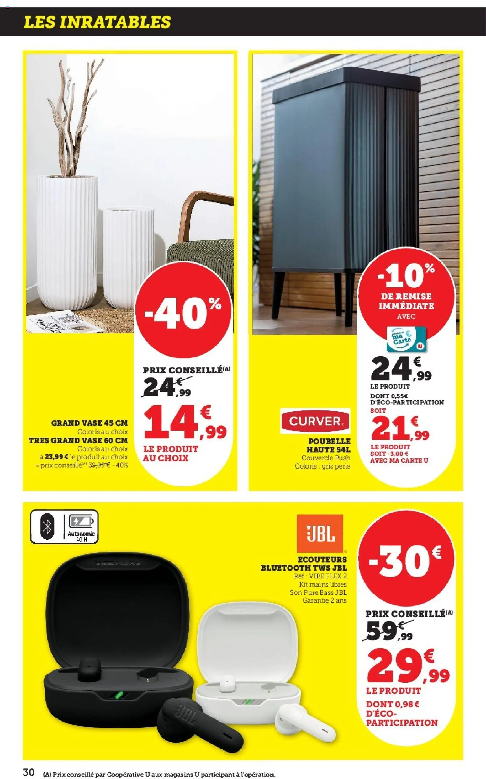 {H1} | Page: 30 | Produits: Écouteurs, Poubelle, Vase