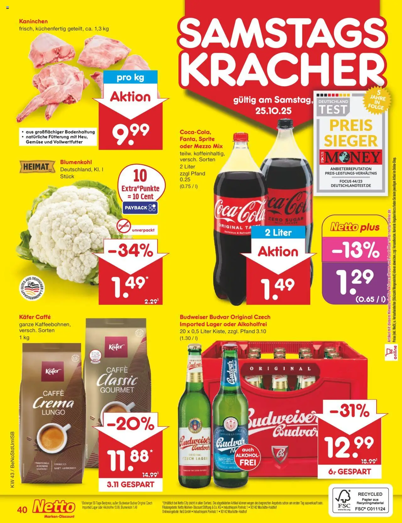 Netto Marken-Discount Prospekt 	 – gültig ab 20.10.2025 | Seite: 54 | Produkte: Sprite, Kaninchen, Blumenkohl, Oder mezzo mix