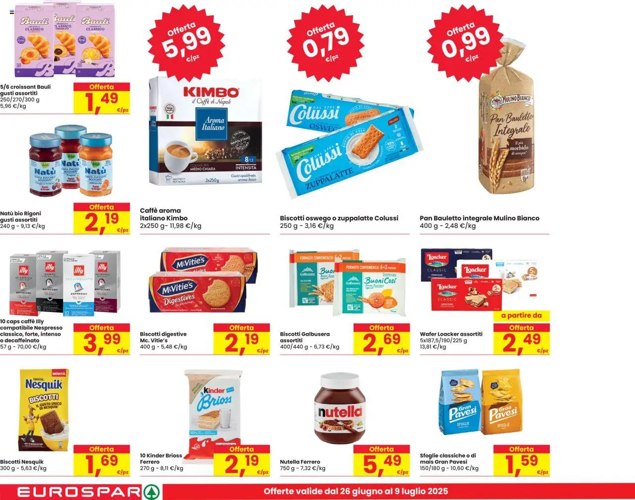 Volantino Eurospar del 26.06.2025 | Pagina: 16 | Prodotti: Biscotti, Crackers, Croissant, Macinato