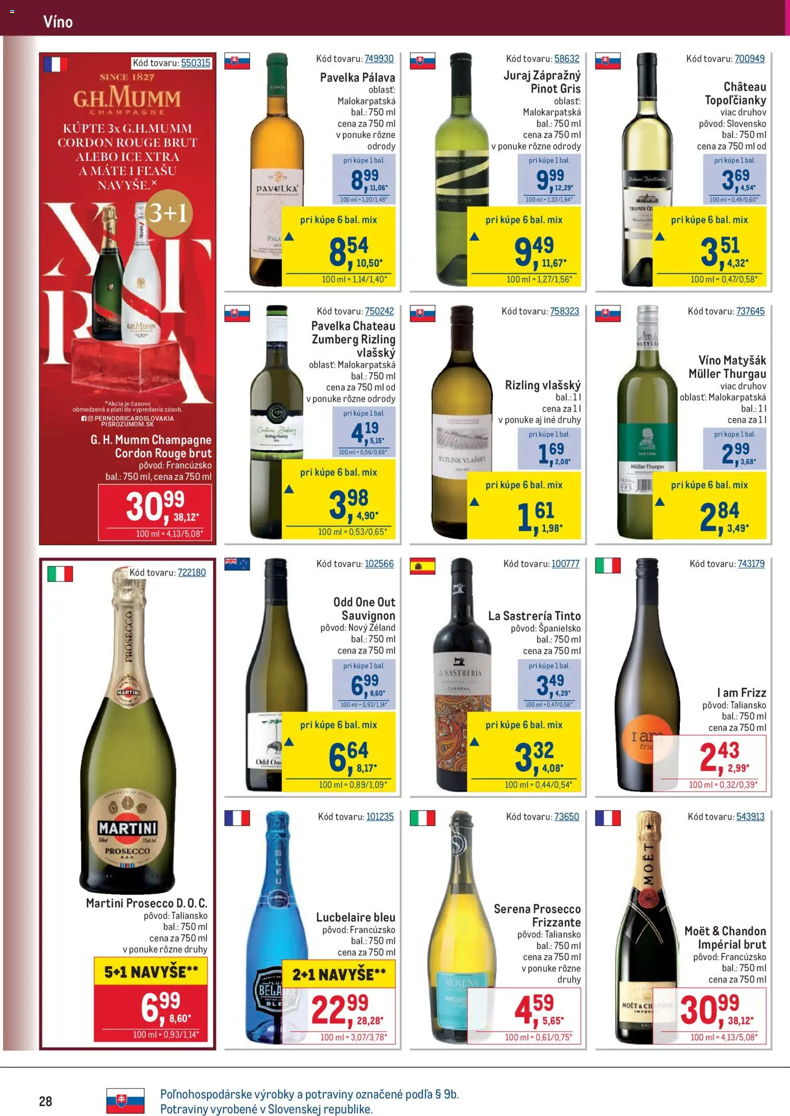 Nové Metro akcie – leták je platný od 10.12.2025 | Strana: 28 | Produkty: Víno, Prosecco
