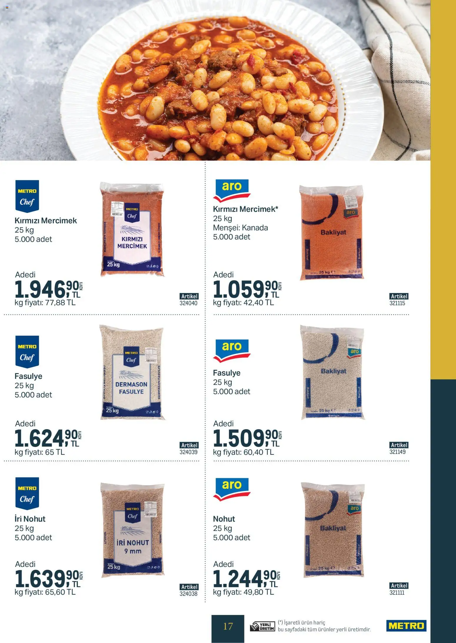 Metro - Kurum & İşletme Mutfakları - 14.01.2026 tarihinden itibaren geçerlidir | Sayfa: 17 | Ürünler: Fasulye, Ravioli